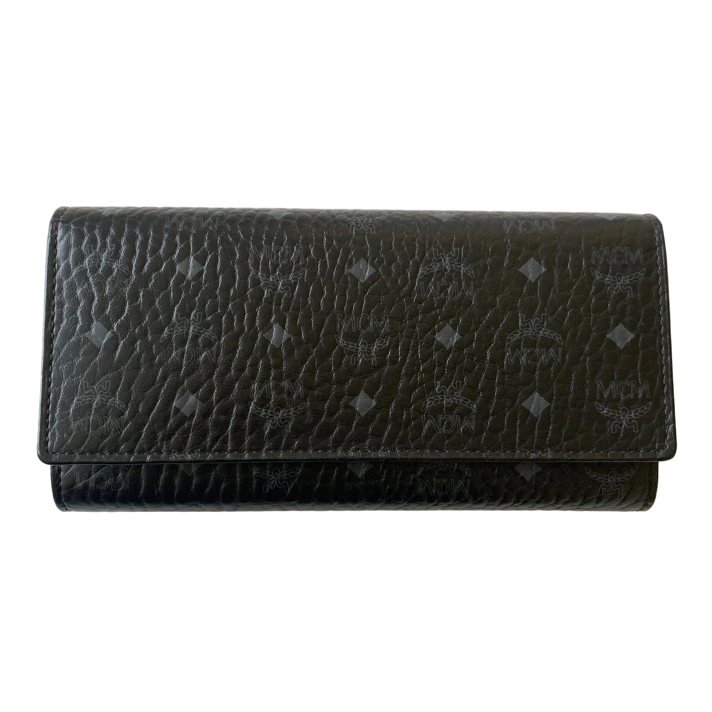 MCM black visetos long wallet Authentic with COA box dusty