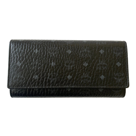 MCM black visetos long wallet Authentic with COA box dusty
