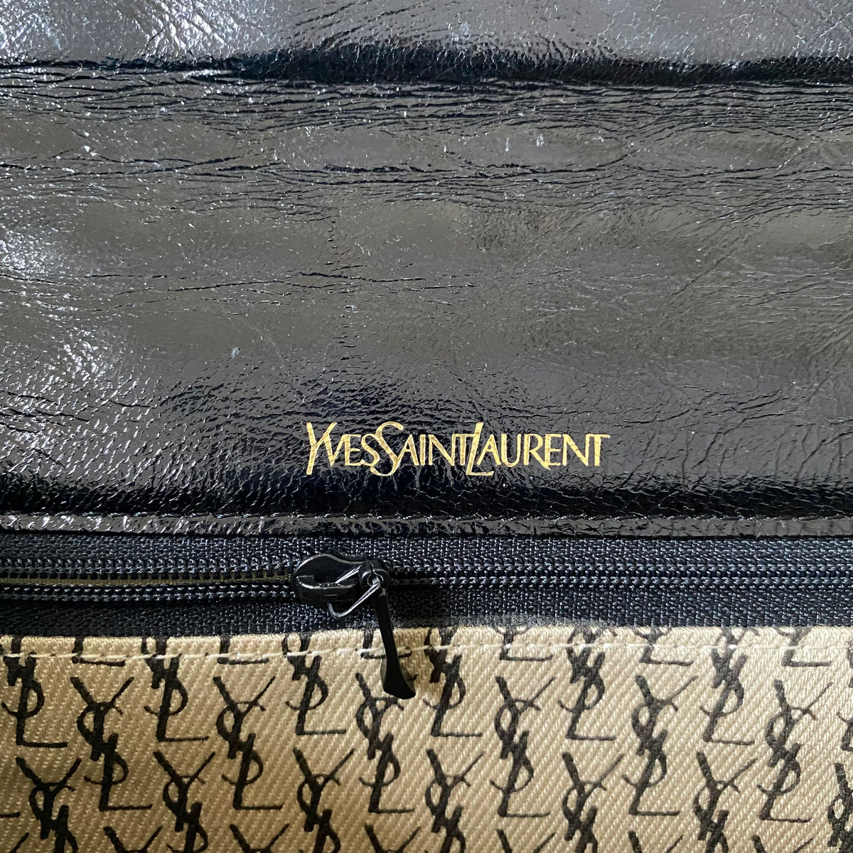 Yves Saint Laurent vintage black leather clutch bag Authentic with COA 10.2x6.6