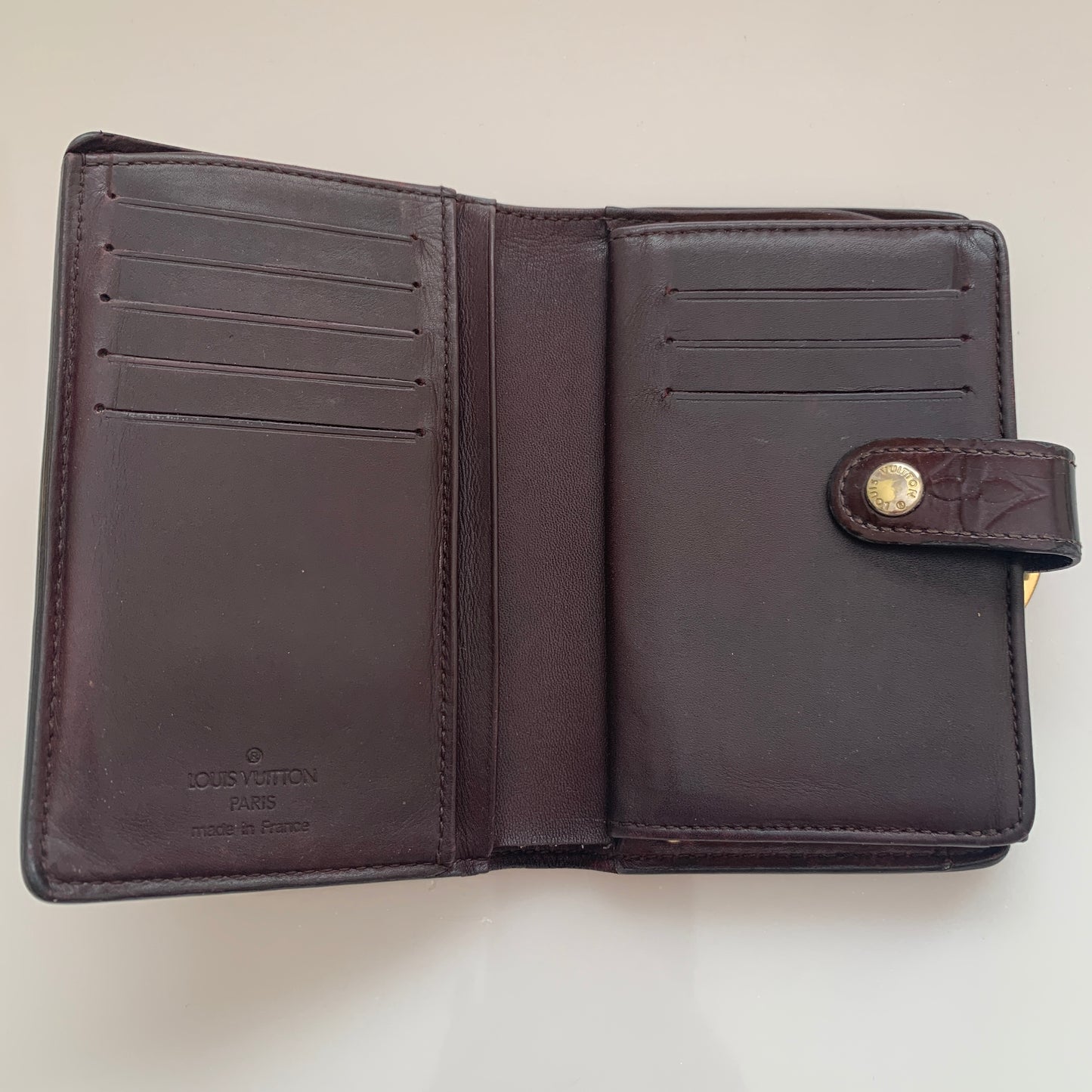 Louis Vuitton women’s monogram vernis amarante compact wallet mi3057 Authentic