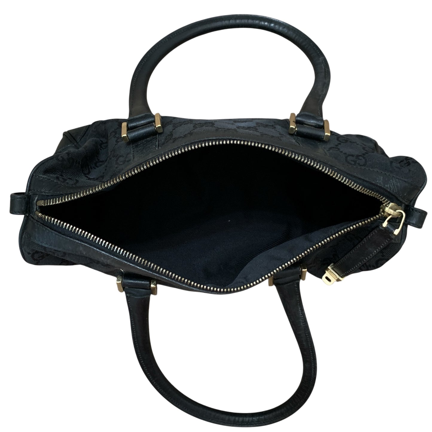 Gucci black monogram Boston bag authentic with COA dusty
