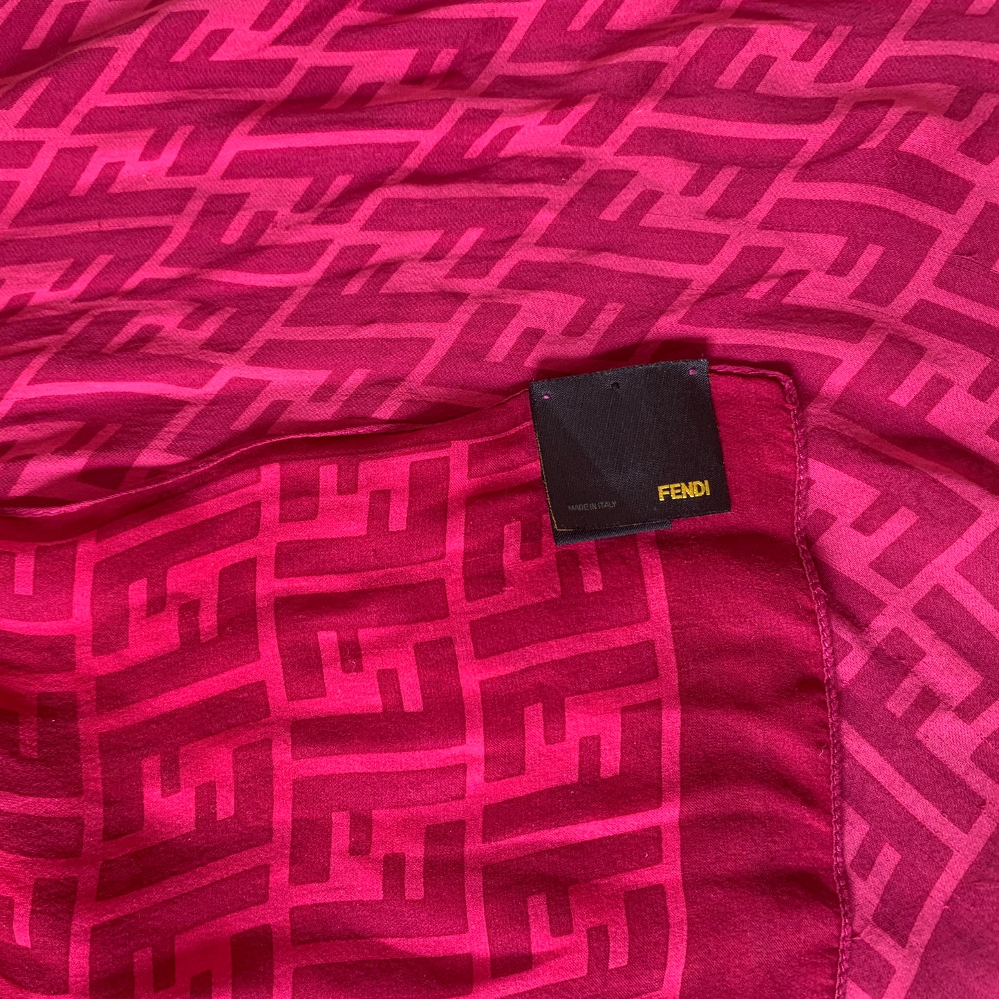 Authentic Fendi women’s pure silk monogram scarf
