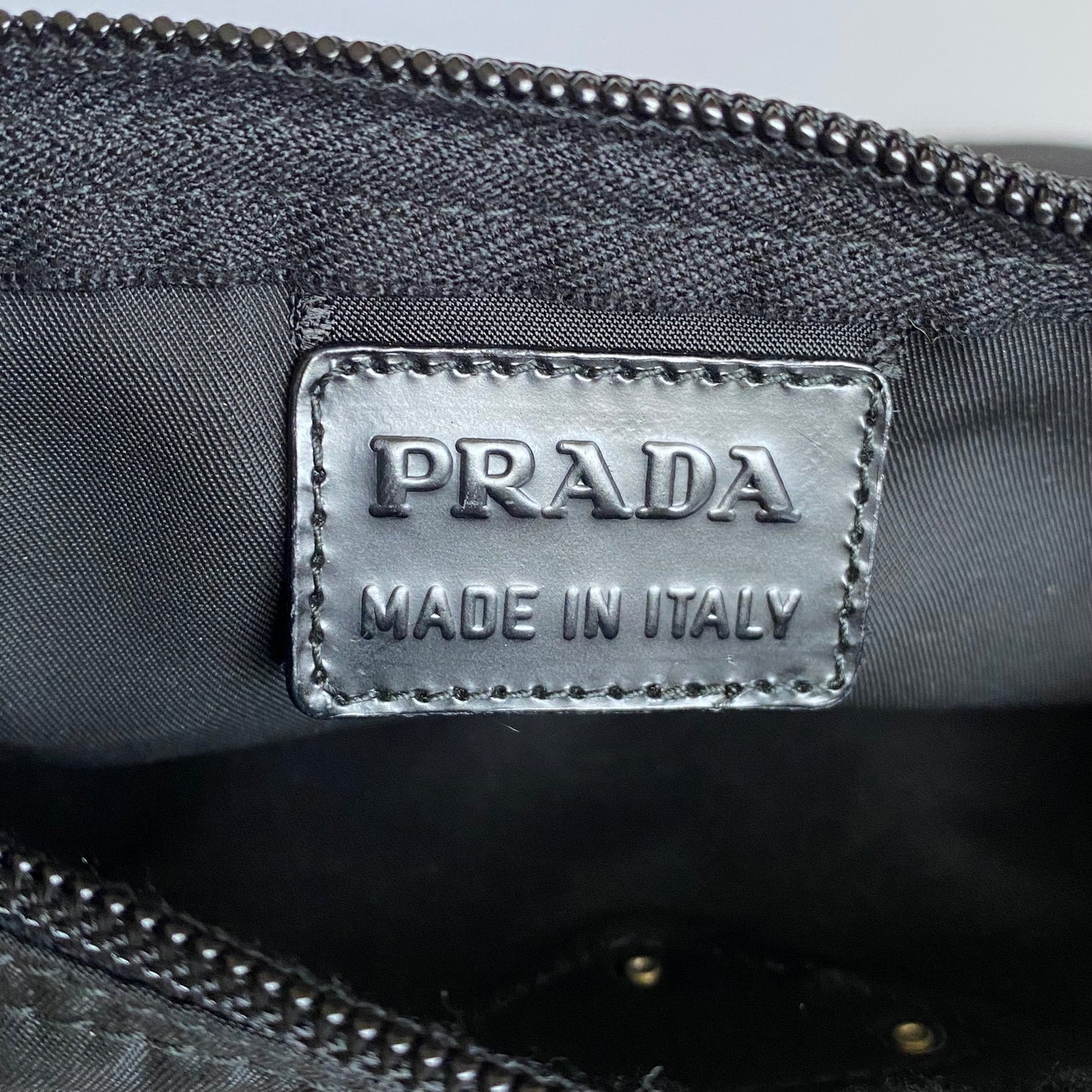 PRADA triangle logo nylon large pouch Authentic with COA