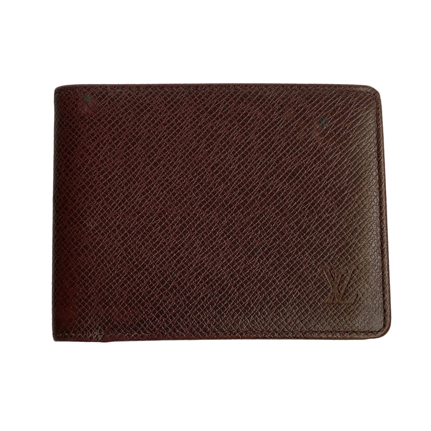 Louis Vuitton brown leather taiga men bifold mi1917 wallet authentic with coa