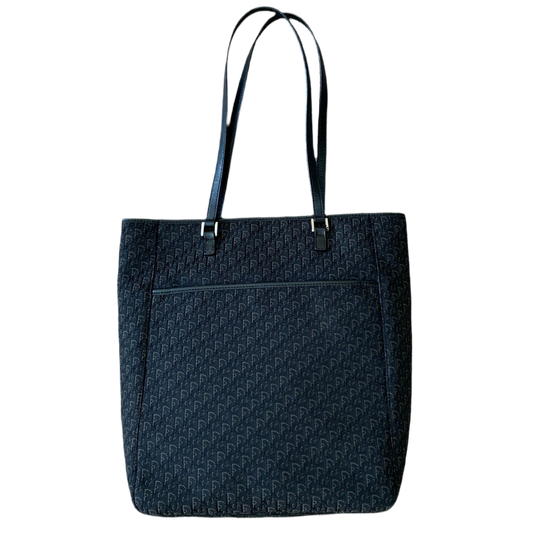 D1004 Christian Dior trotter black canvas tote bag