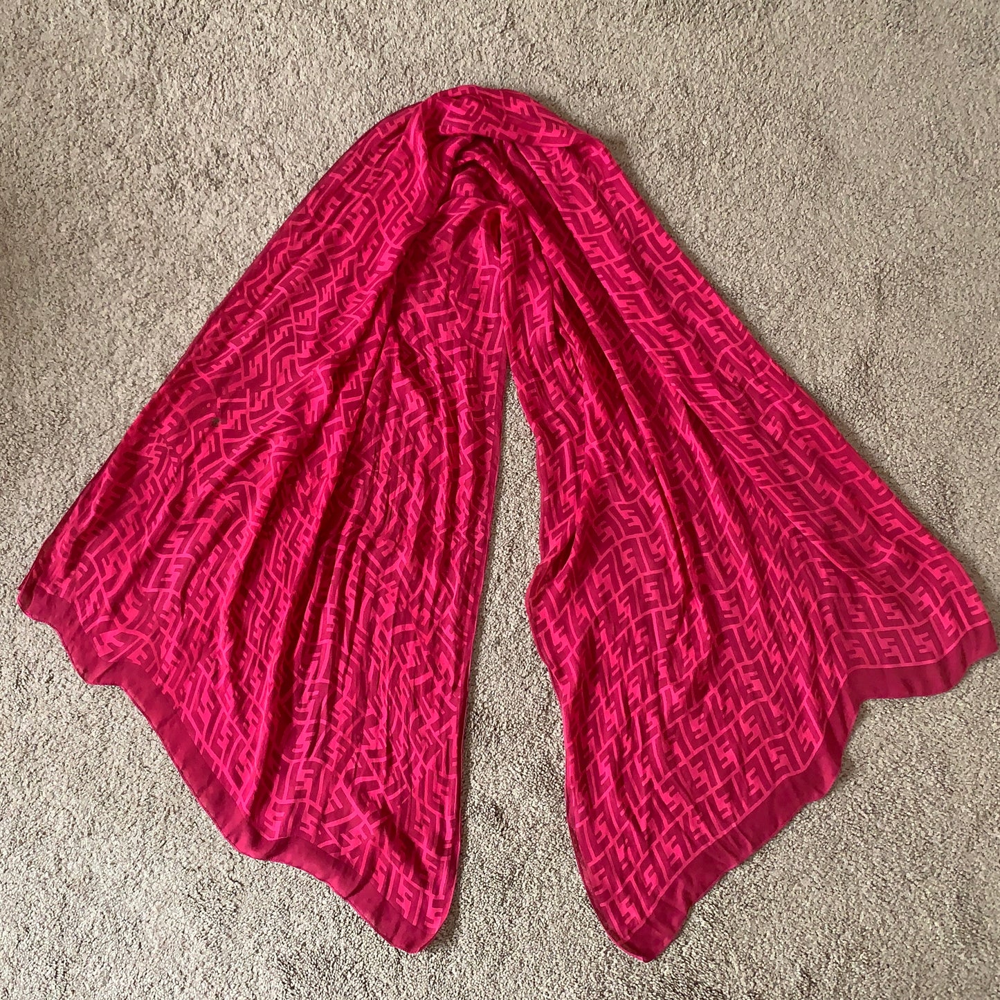 Authentic Fendi women’s pure silk monogram scarf