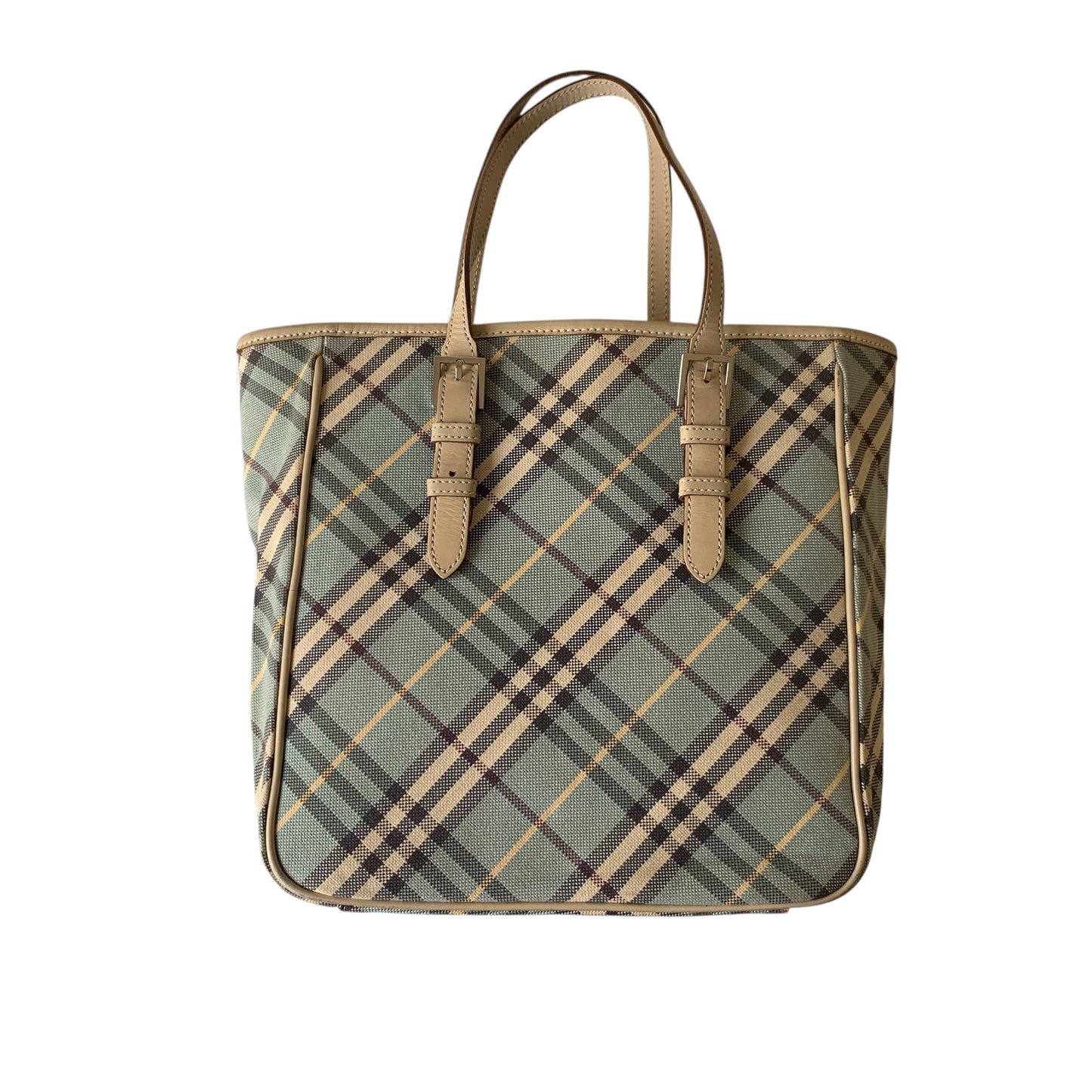 Burberry blue white check Tote Bag authentic with COA