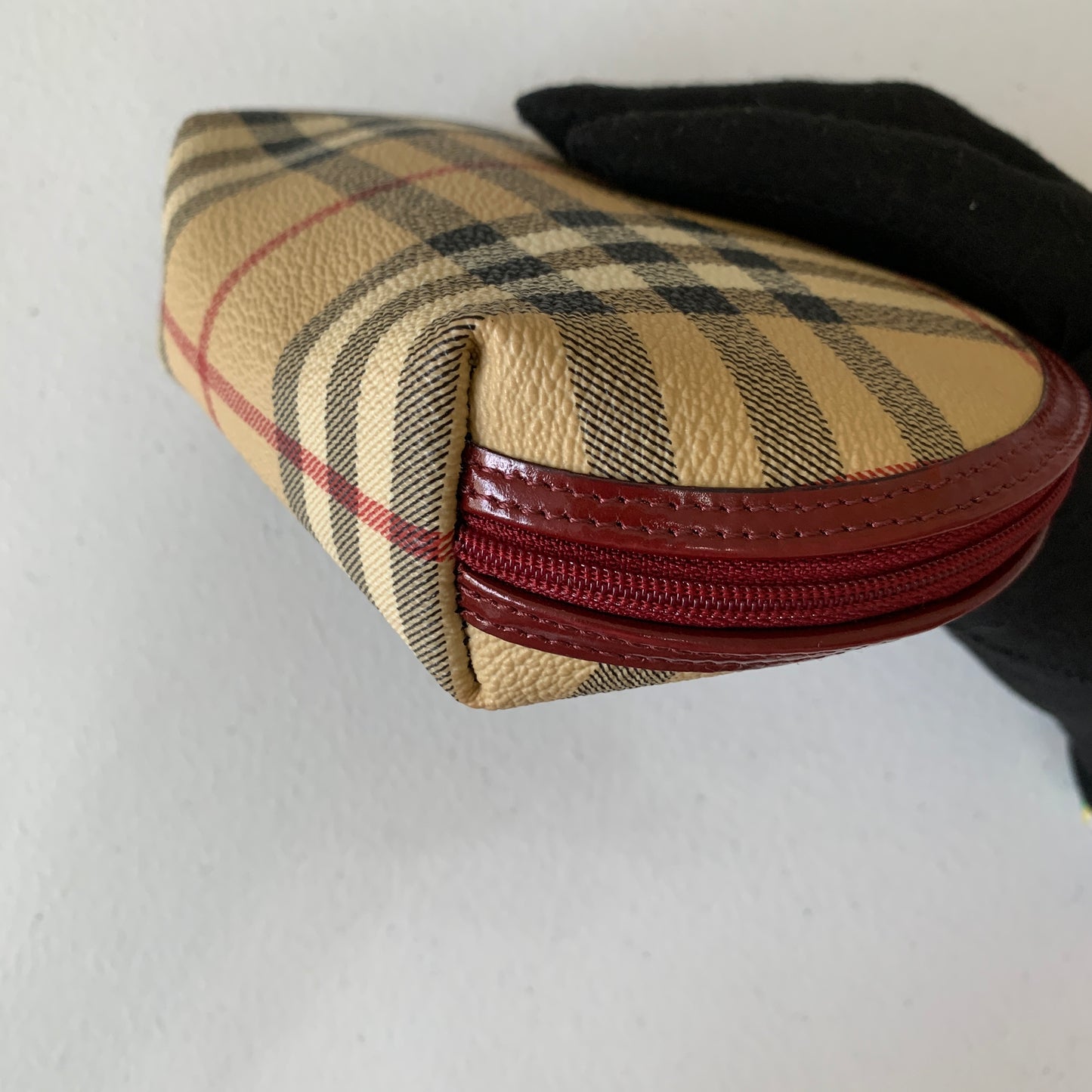 Burberry check cosmetic bag pouch authentic with COA