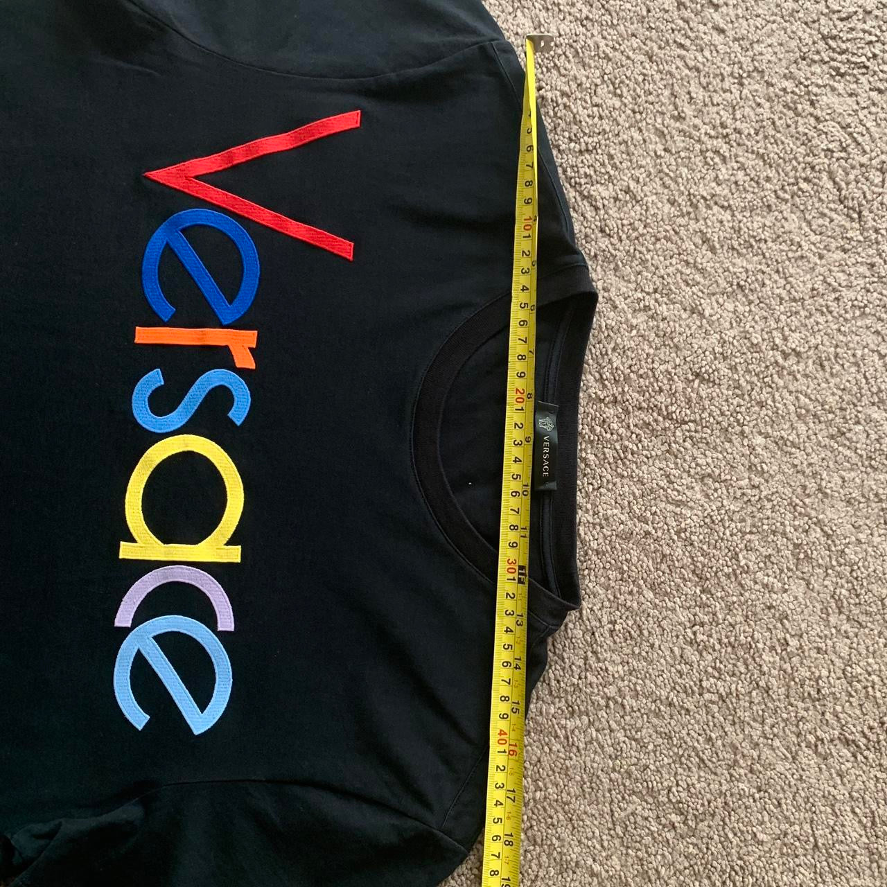 Authentic Versace men’s logo black cotton t shirt size M