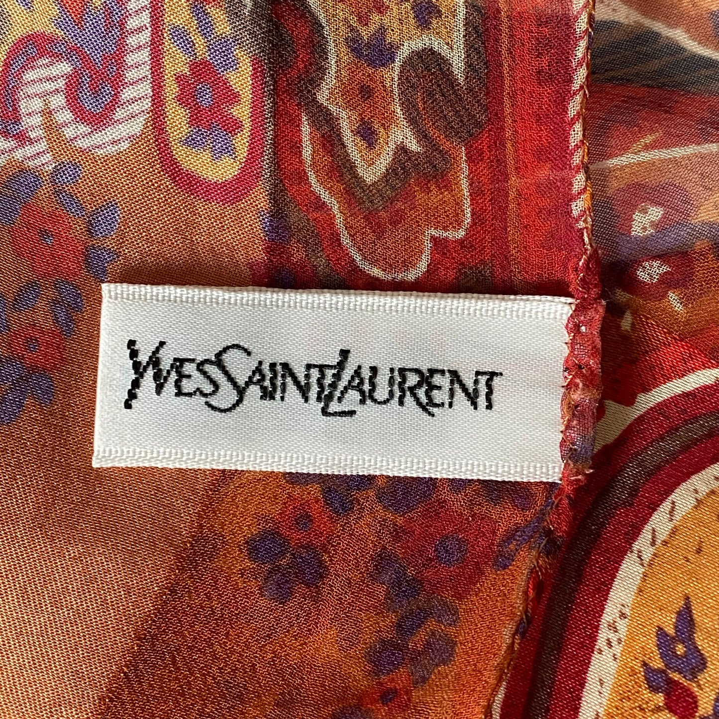 Yves Saint Laurent YSL logo large silk scarf Authentic with COA 66x21