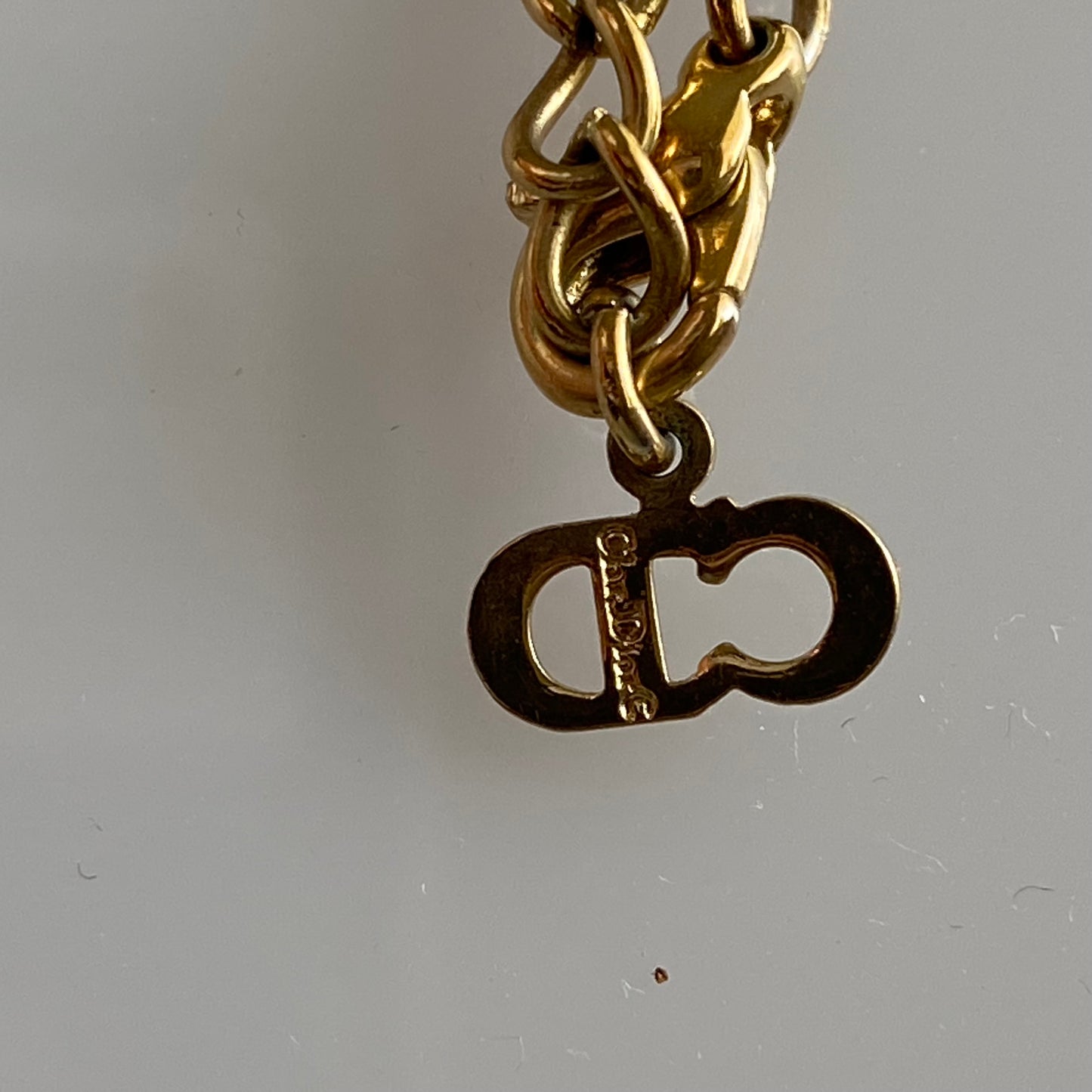 Dior gold plated pearl pendant Necklace Authentic with coa