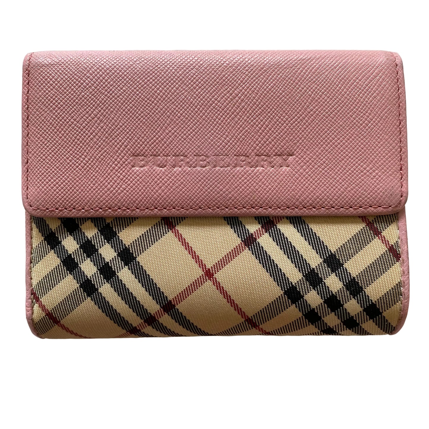 Burberry classic check pink leather wallet Authentic with coa dusty