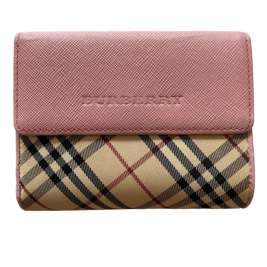 Burberry classic check pink leather wallet Authentic with coa dusty