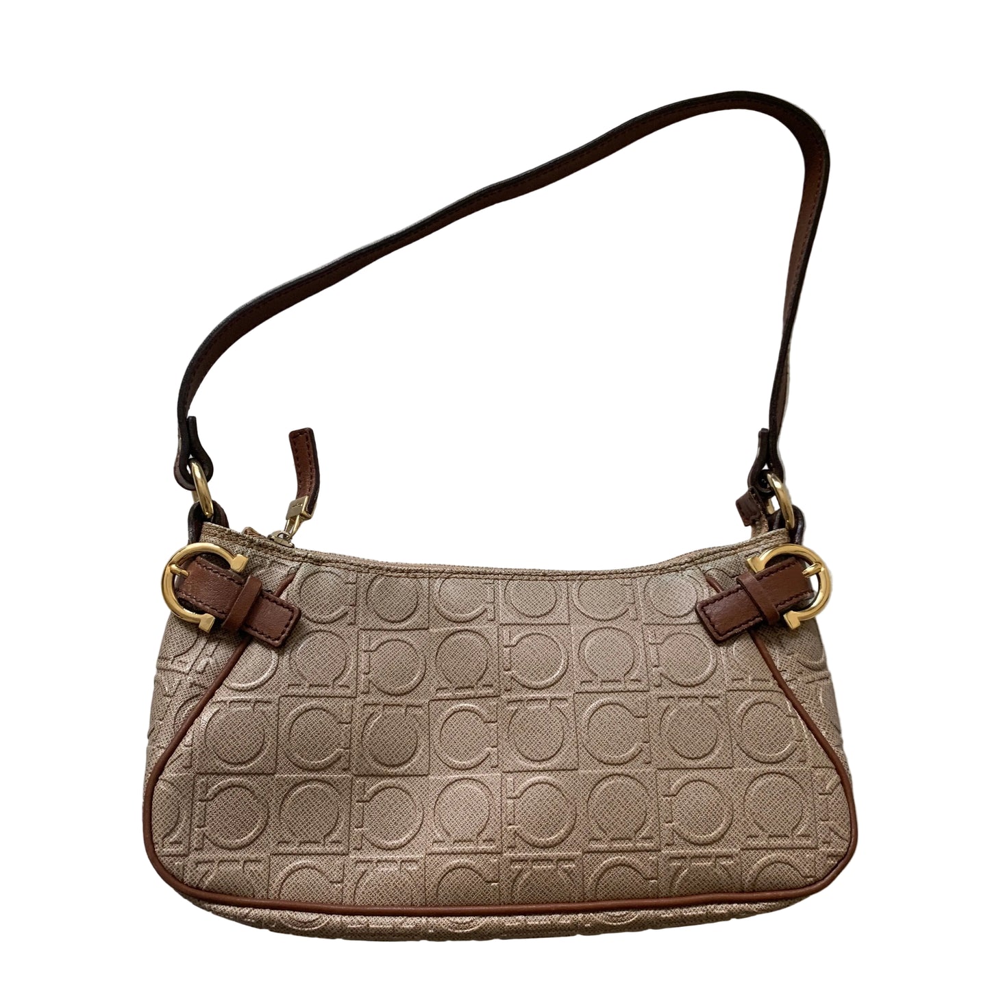 Salvatore Ferragamo Gancini logo embossed shoulder bag purse authentic with COA box