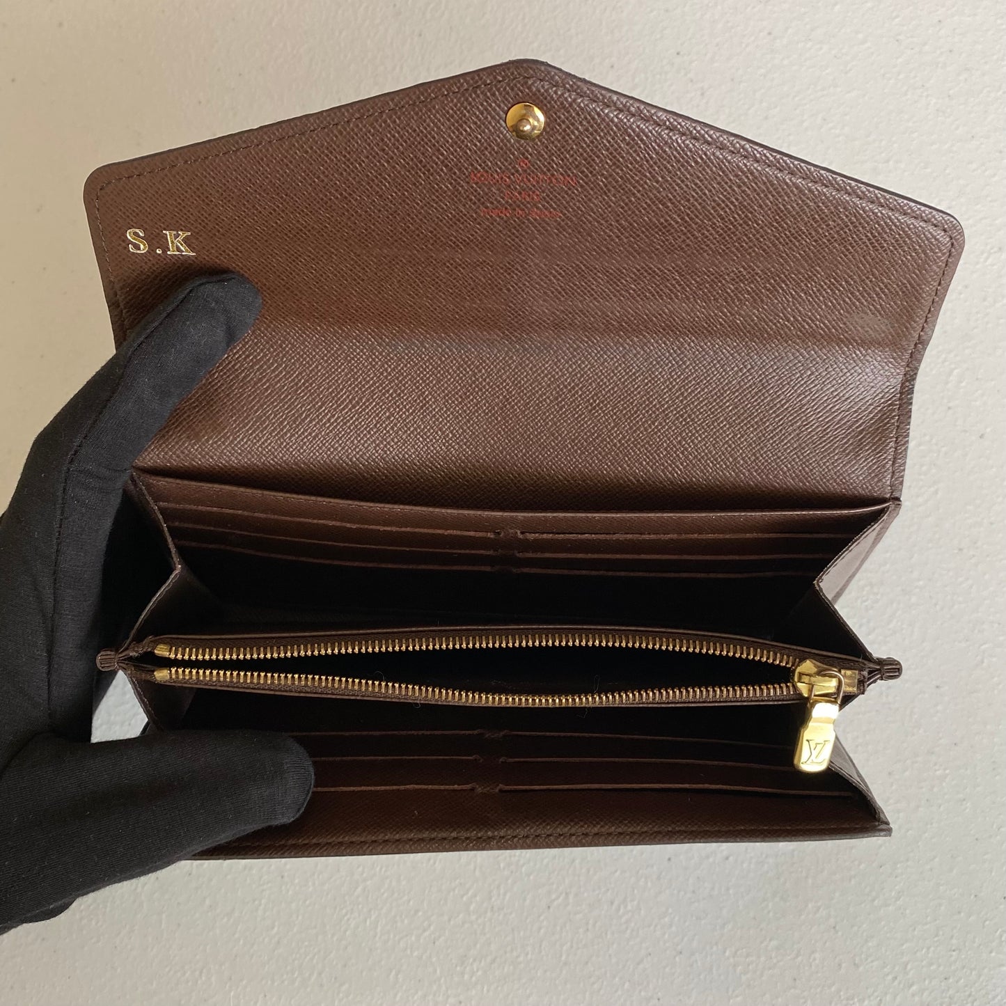 Louis Vuitton damier ebene sarah long ca2186 wallet authentic with coa