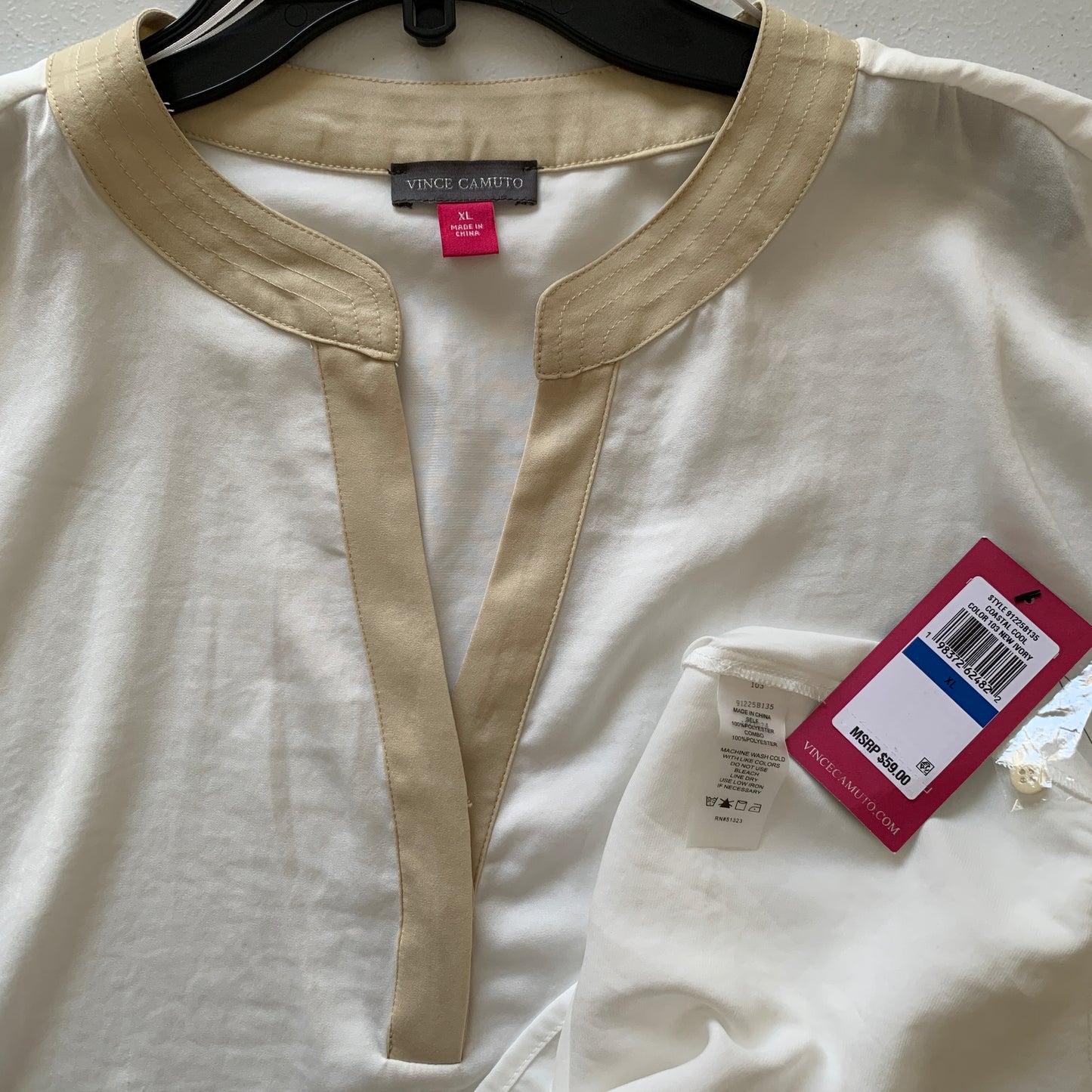 Vince Camuto Womens NWT ivory blouse size X-Large