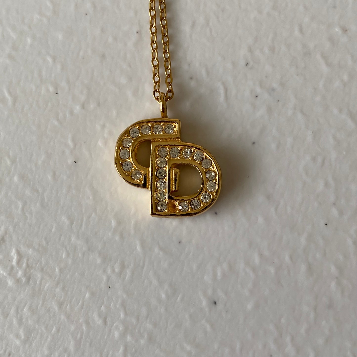 Dior gold plated necklace CD pendant with Authentic with coa