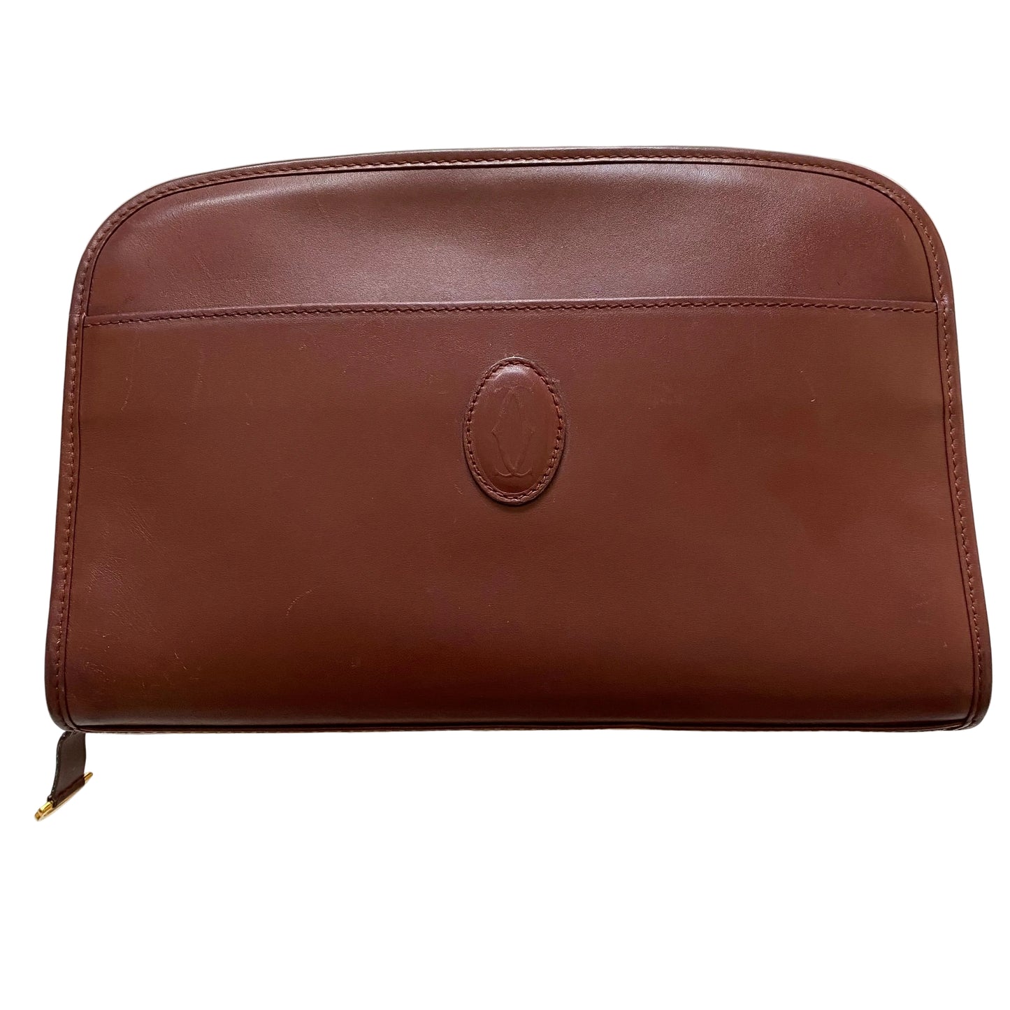 Cartier burgundy leather clutch bag Authentic with coa