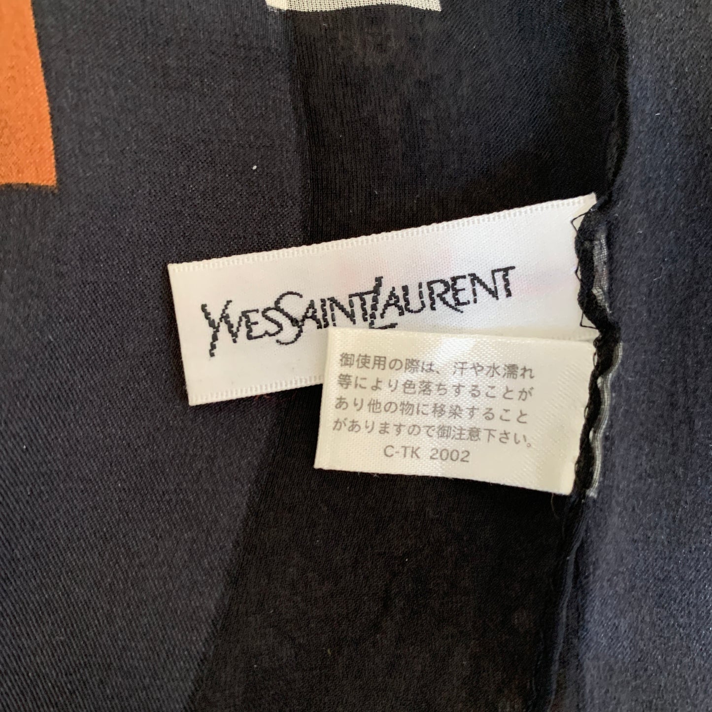 Yves Saint Laurent YSL logo long silk scarf authentic with COA 66x 21.5