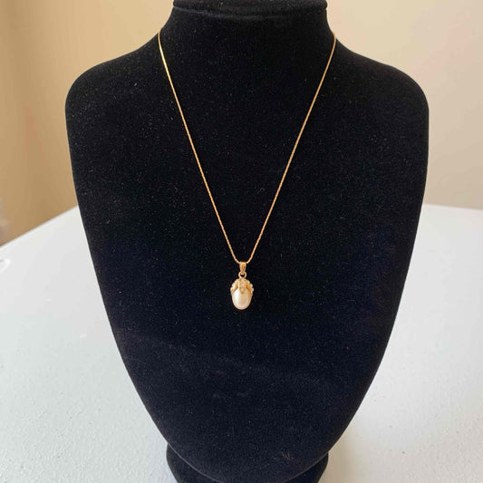 Yves Saint Laurent YSL pearl gold plated necklace authentic with COA