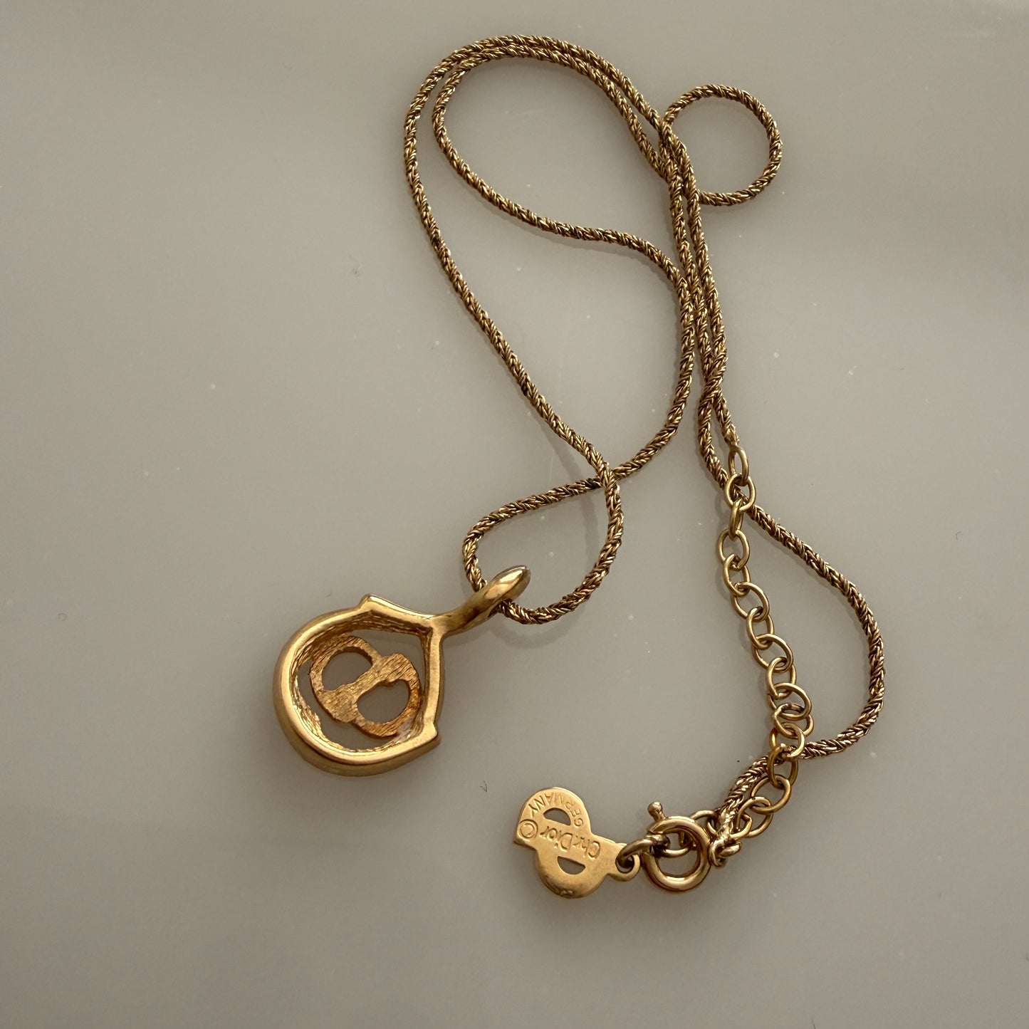 Christian Dior CD logo pendant necklace authentic with COA