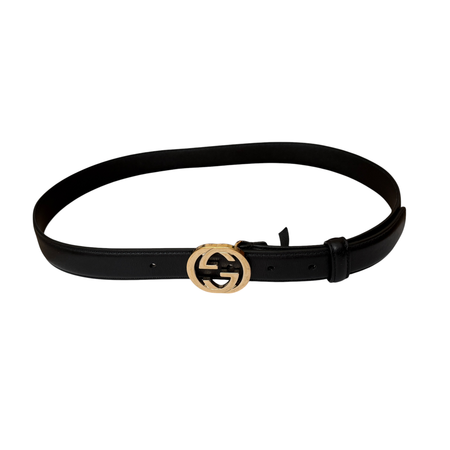 Gucci black leather Belt size 80 cm 32 in authentic with COA