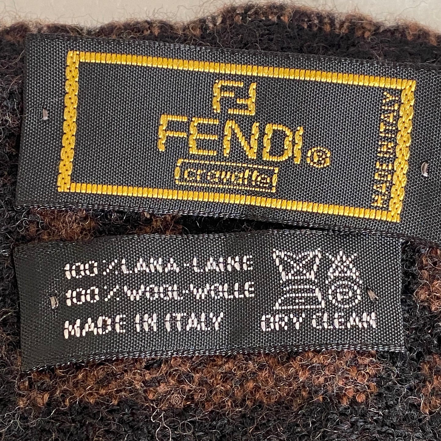 Fendi FF monogram unisex pure wool long scarf authentic with coa 60 inch length 13.5 inch width