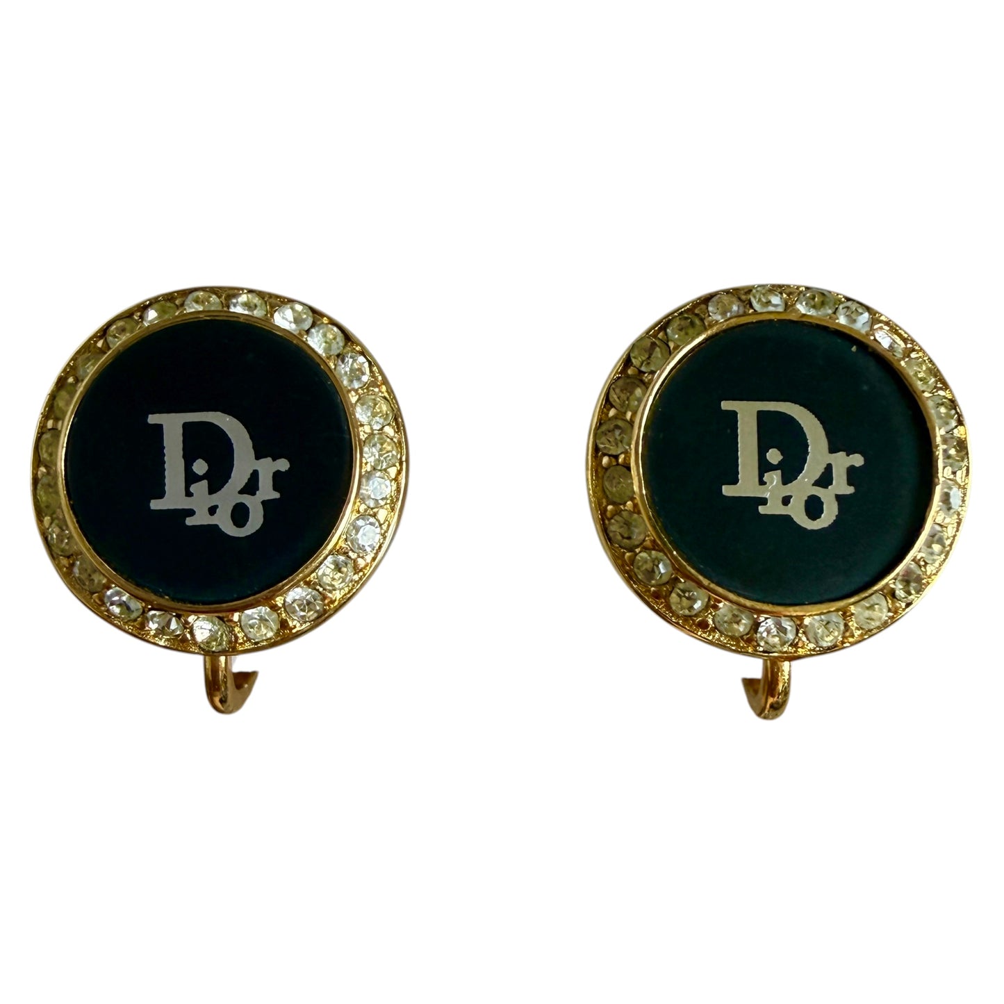 Dior round logo clip-on gold plated earrings