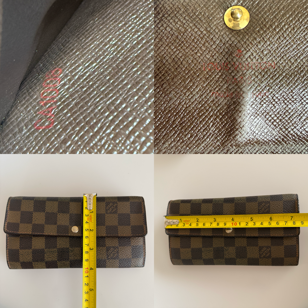 Louis Vuitton Damier brown long wallet authentic with COA CA1008
