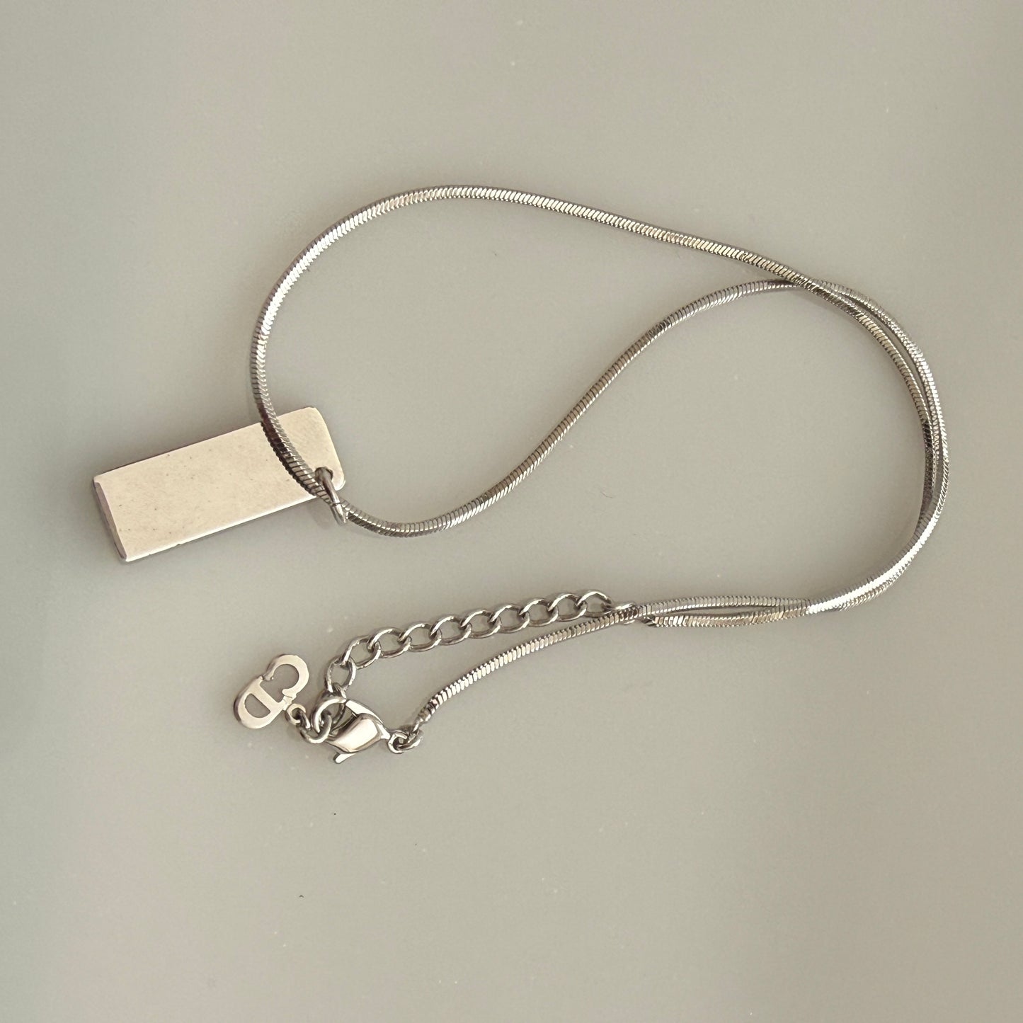 Christian Dior silver chain necklace red trotter pendant authentic with COA 007