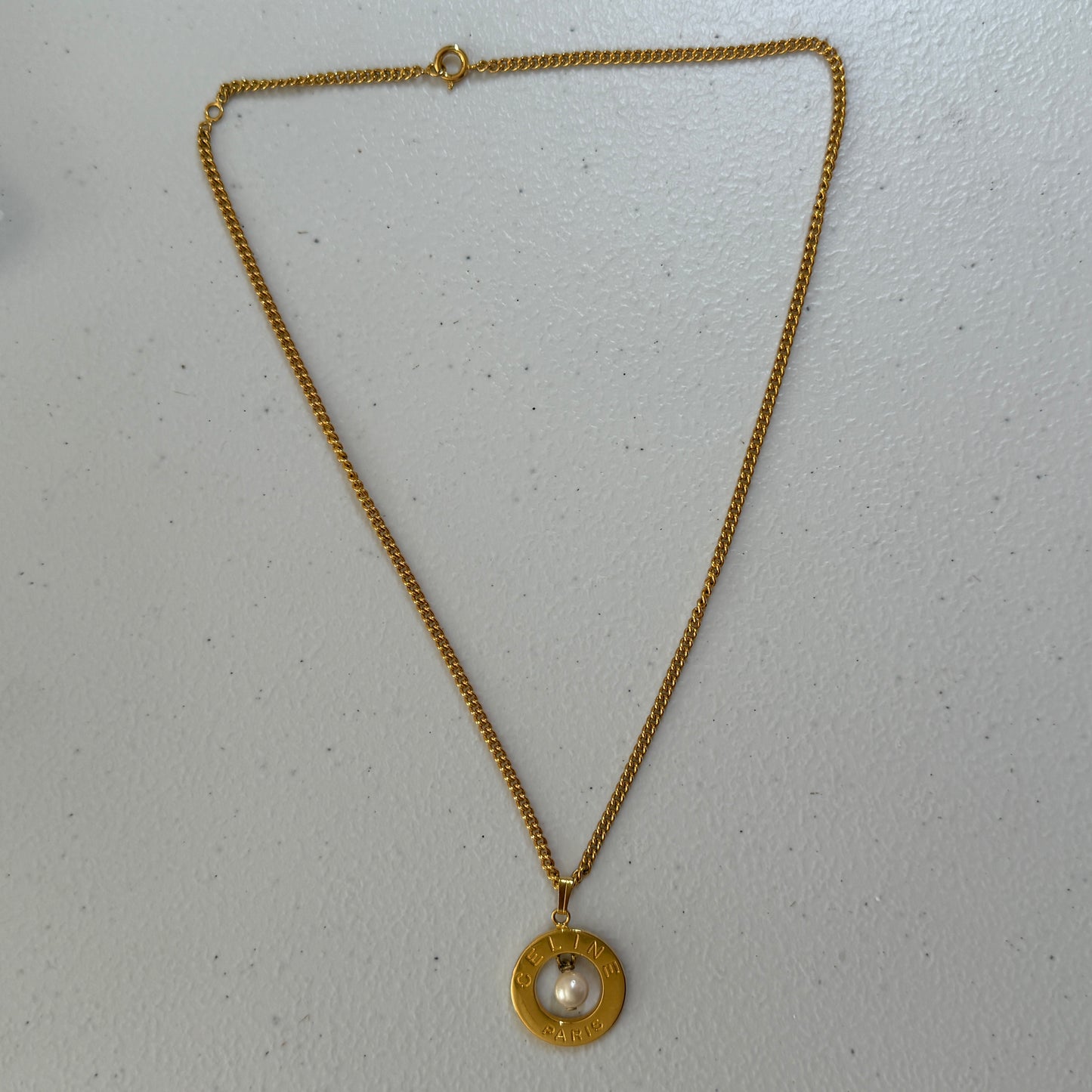 Celine Paris pendant necklace gold plated authentic with COA