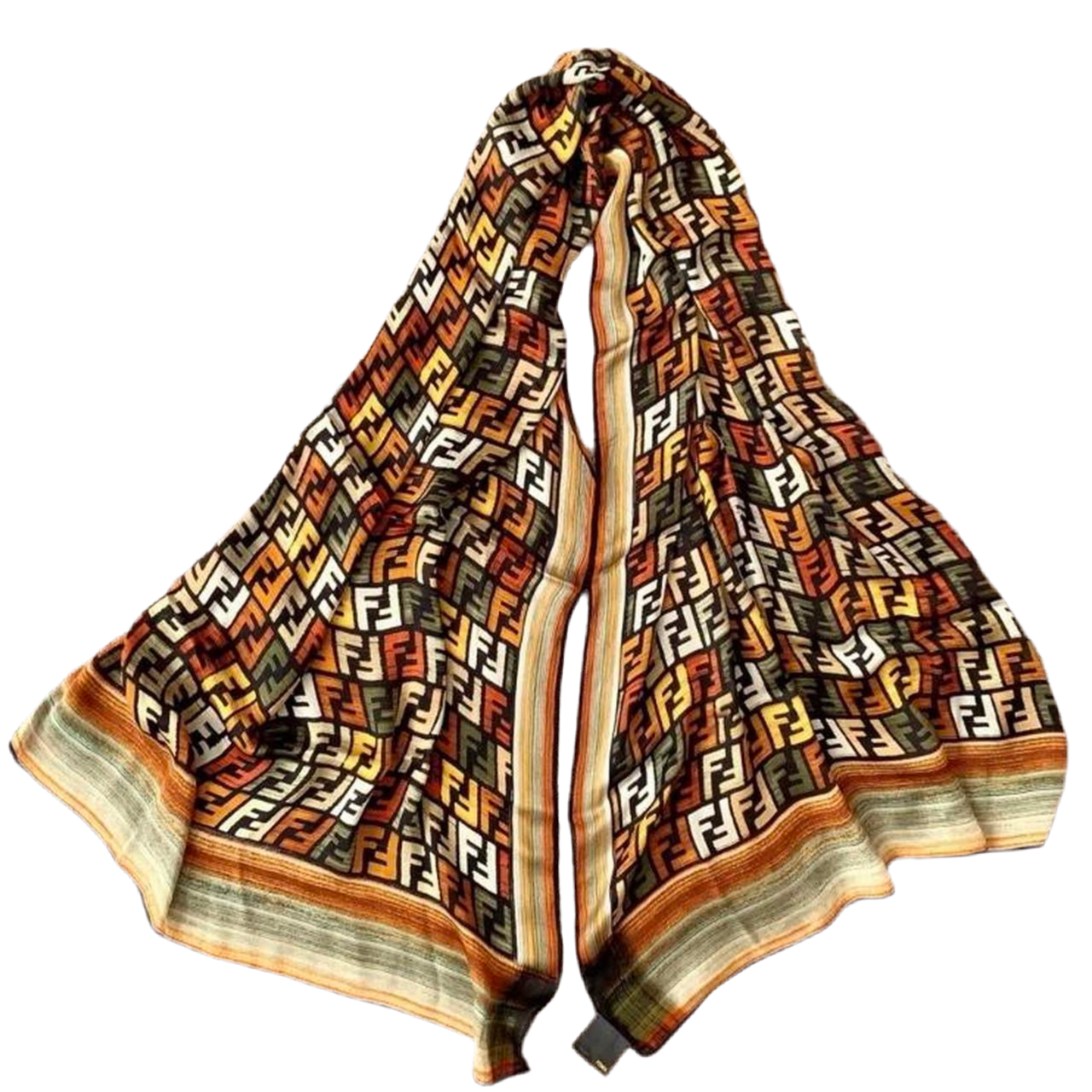 Authentic FENDI women’s FF monogram silk scarf like new