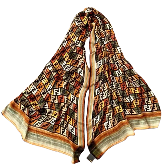 Authentic FENDI women’s FF monogram silk scarf like new