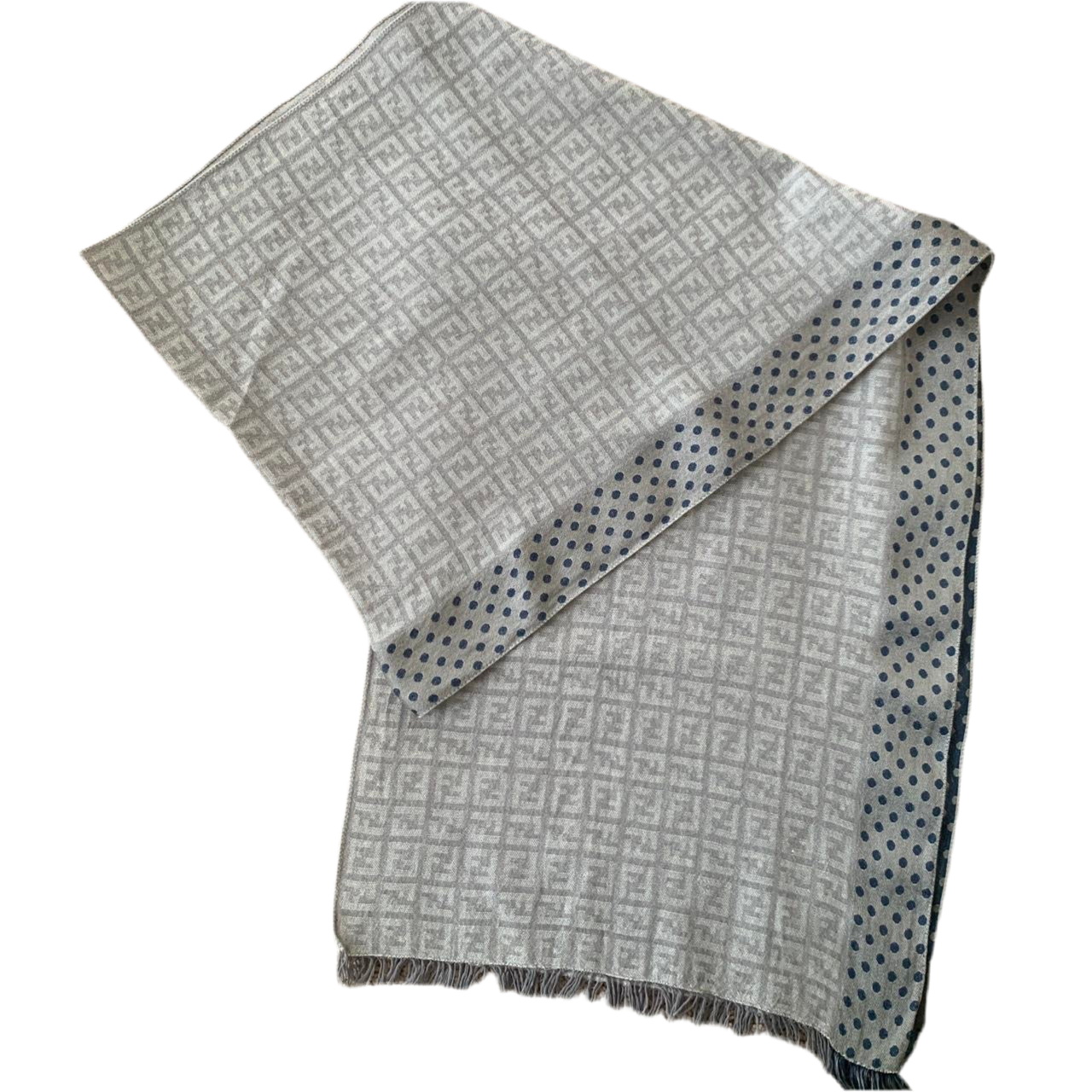 Authentic FENDI unisex All Season monogram silk and cotton scarf