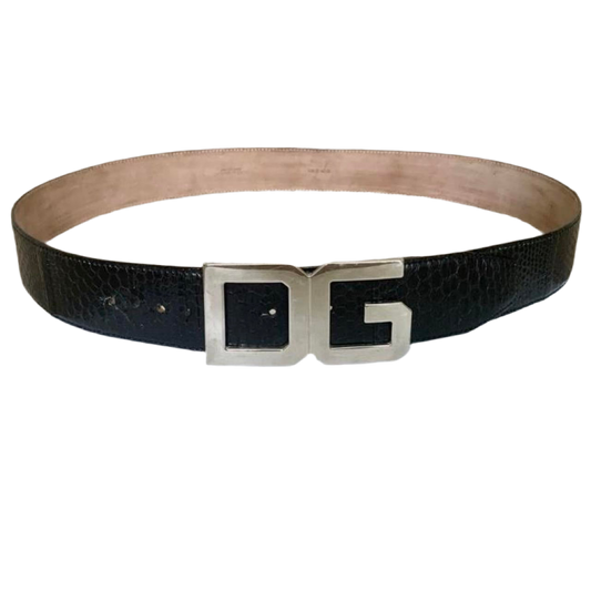 Authentic Dolce & Gabbana first line unisex black snakeskin leather belt