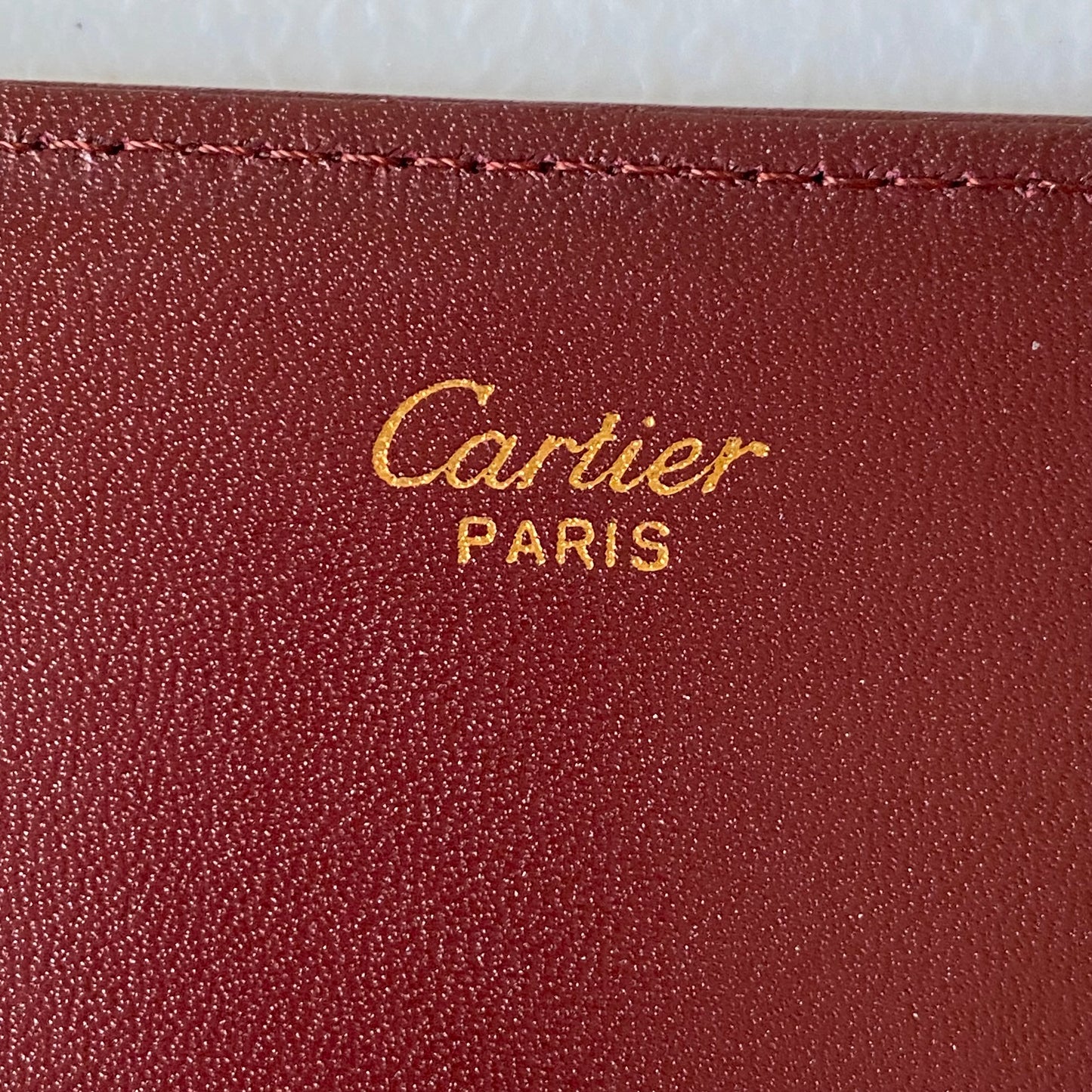 Cartier burgundy leather clutch bag purse Authentic with COA