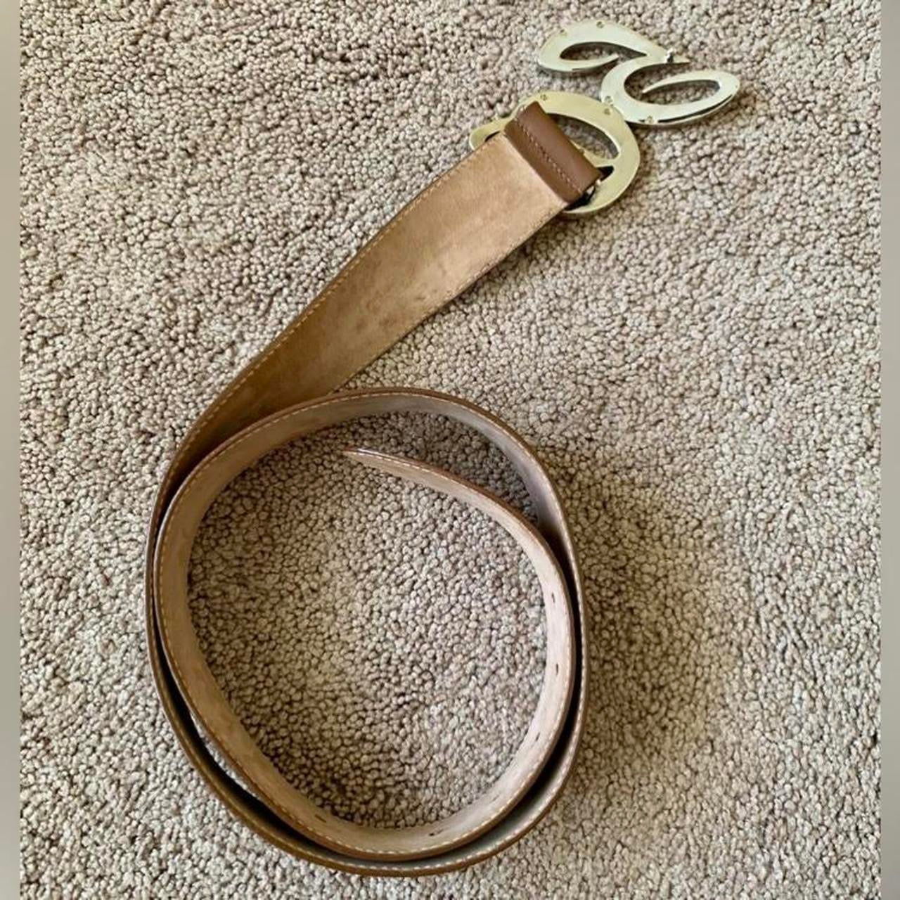 Authentic Dolce & Gabbana first line unisex brown leather belt with silver and gold toned buckle 95 cm/38 inch