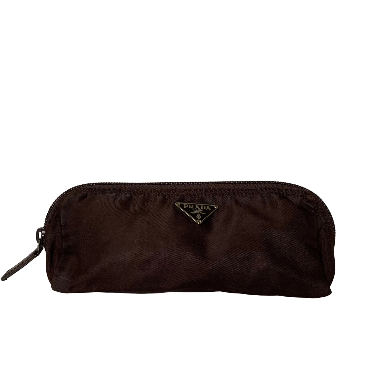 Prada triangle logo nylon pouch authentic with coa 7.2x3.2x3