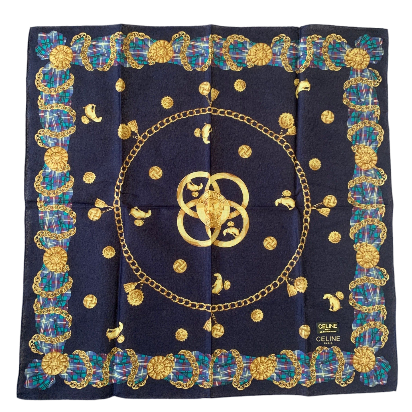 CL1004 Celine new unused cotton scarf handkerchief foulard