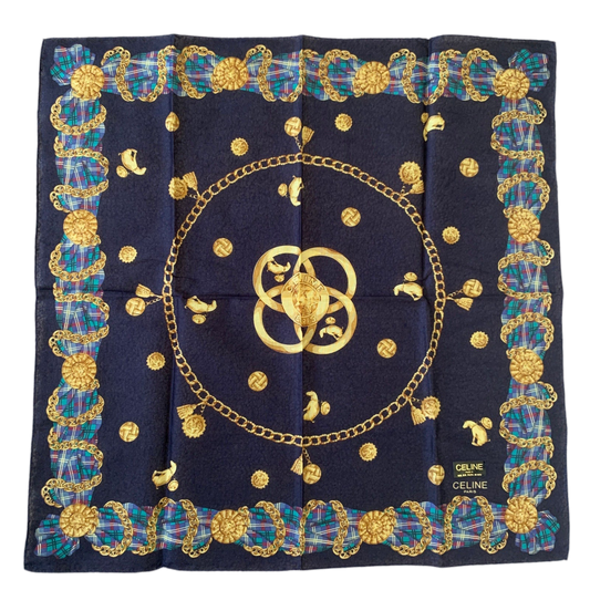 CL1004 Celine new unused cotton scarf handkerchief foulard