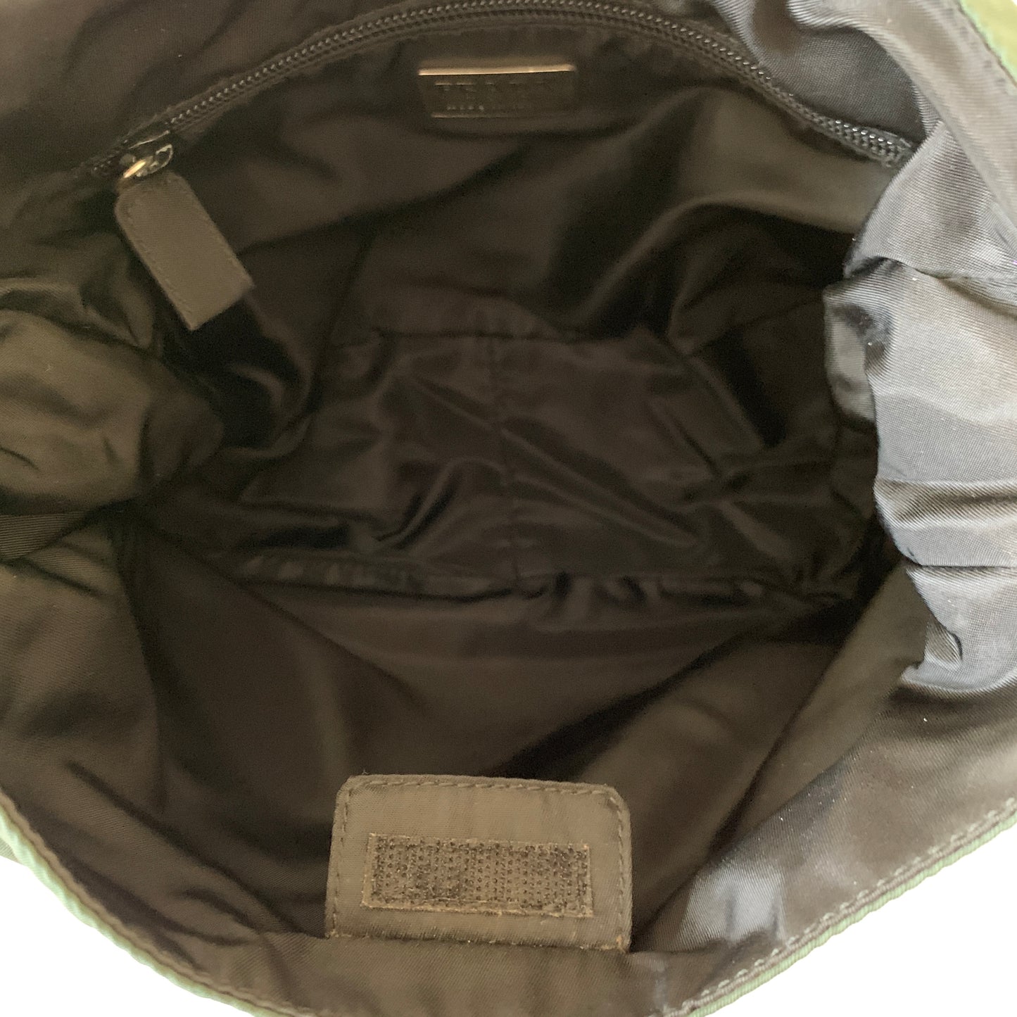 Prada green nylon triangle logo shoulder bag authentic with COA 11.2x9.2x4.5