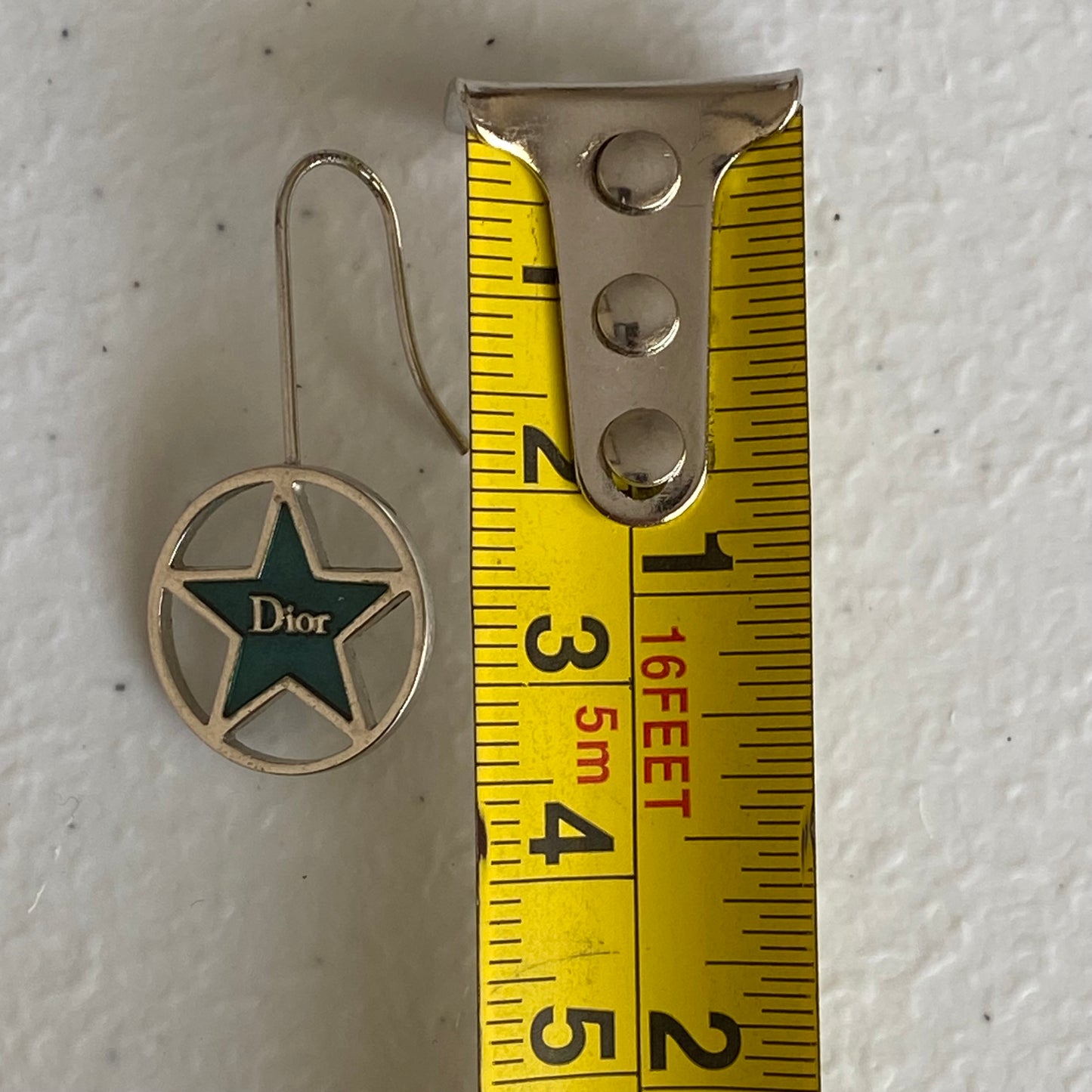 Dior blue star star silver tone dangle earrings authentic with coa