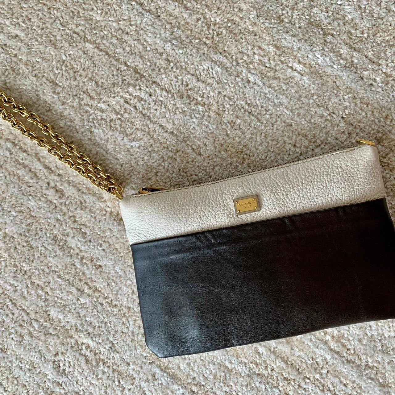 Authentic Dolce & Gabbana two color leather clutch bag