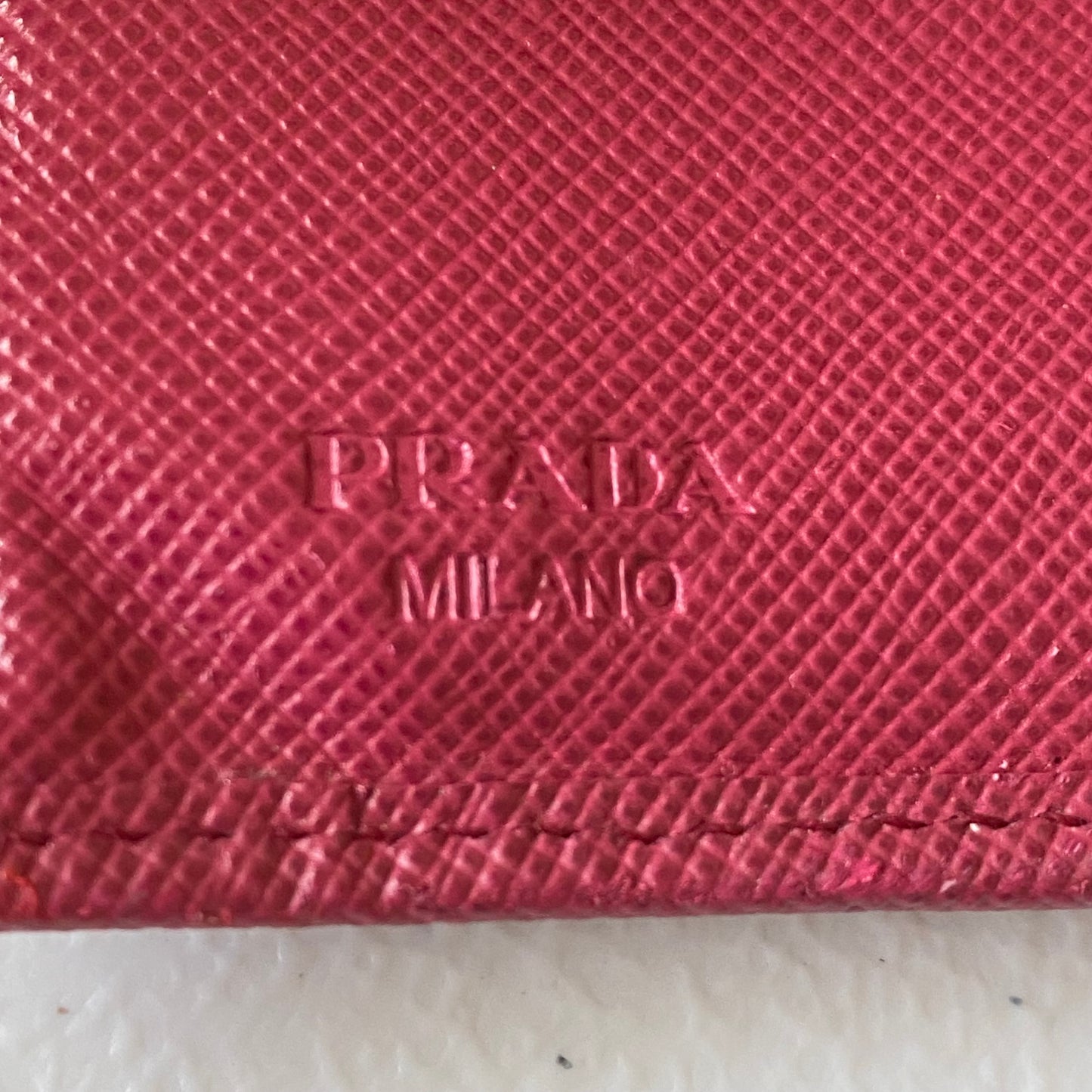 PRADA pink saffiano leather compact wallet Authentic with COA 4.9x3.8