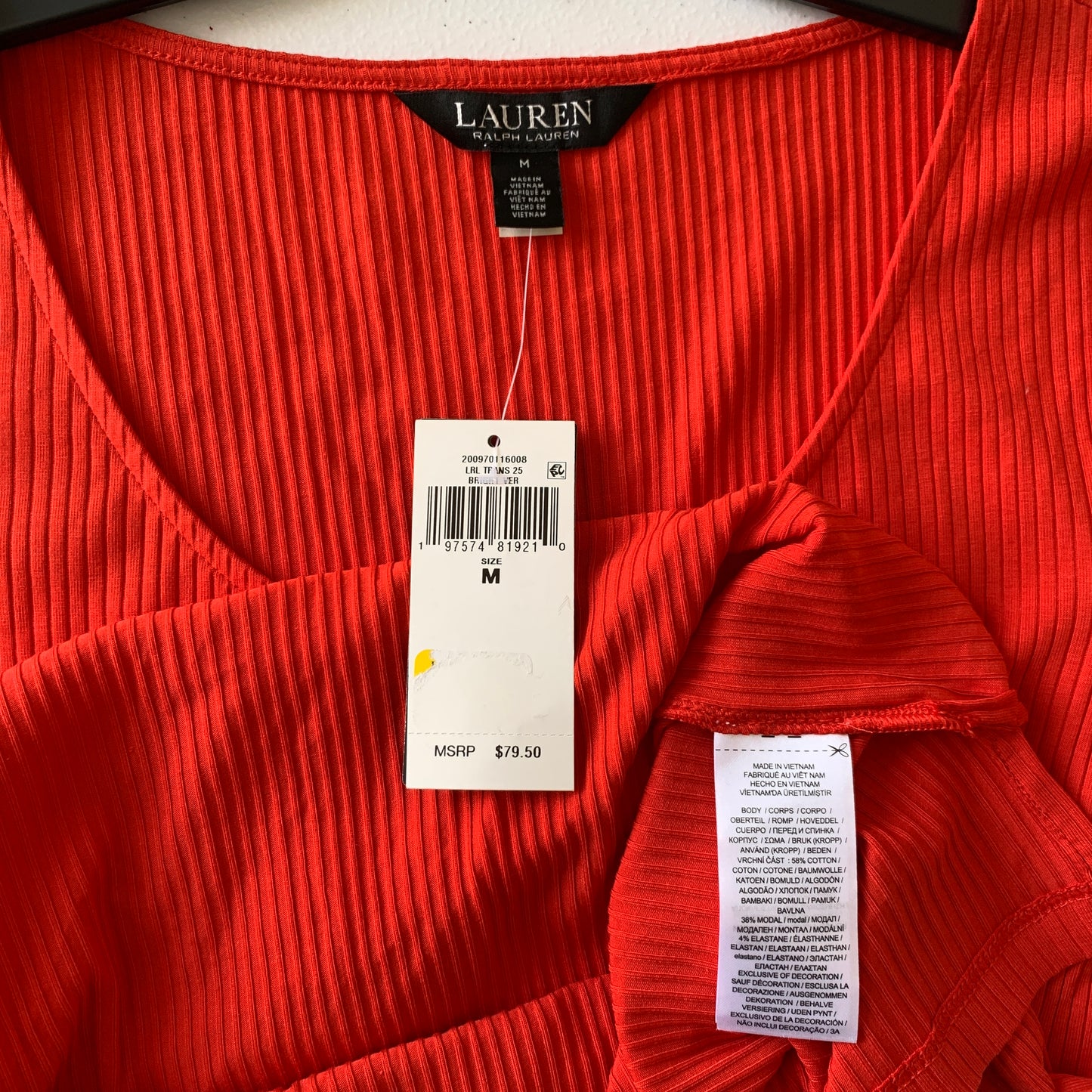 Lauren Ralph Lauren Women’s NWT Bright Red short sleeve knit shirt size medium