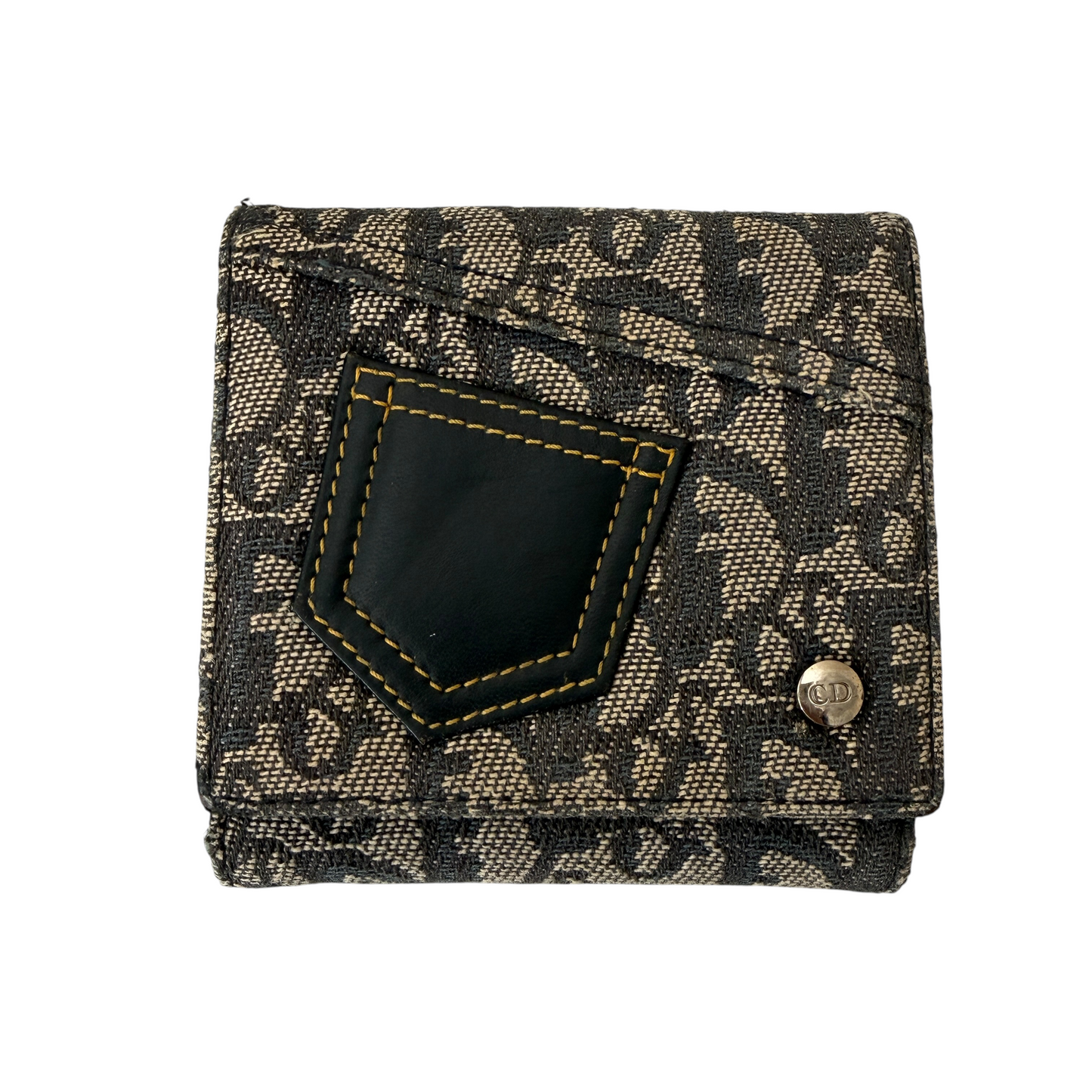 Christian Dior blue trotter canvas and leather compact wallet authentic with COA