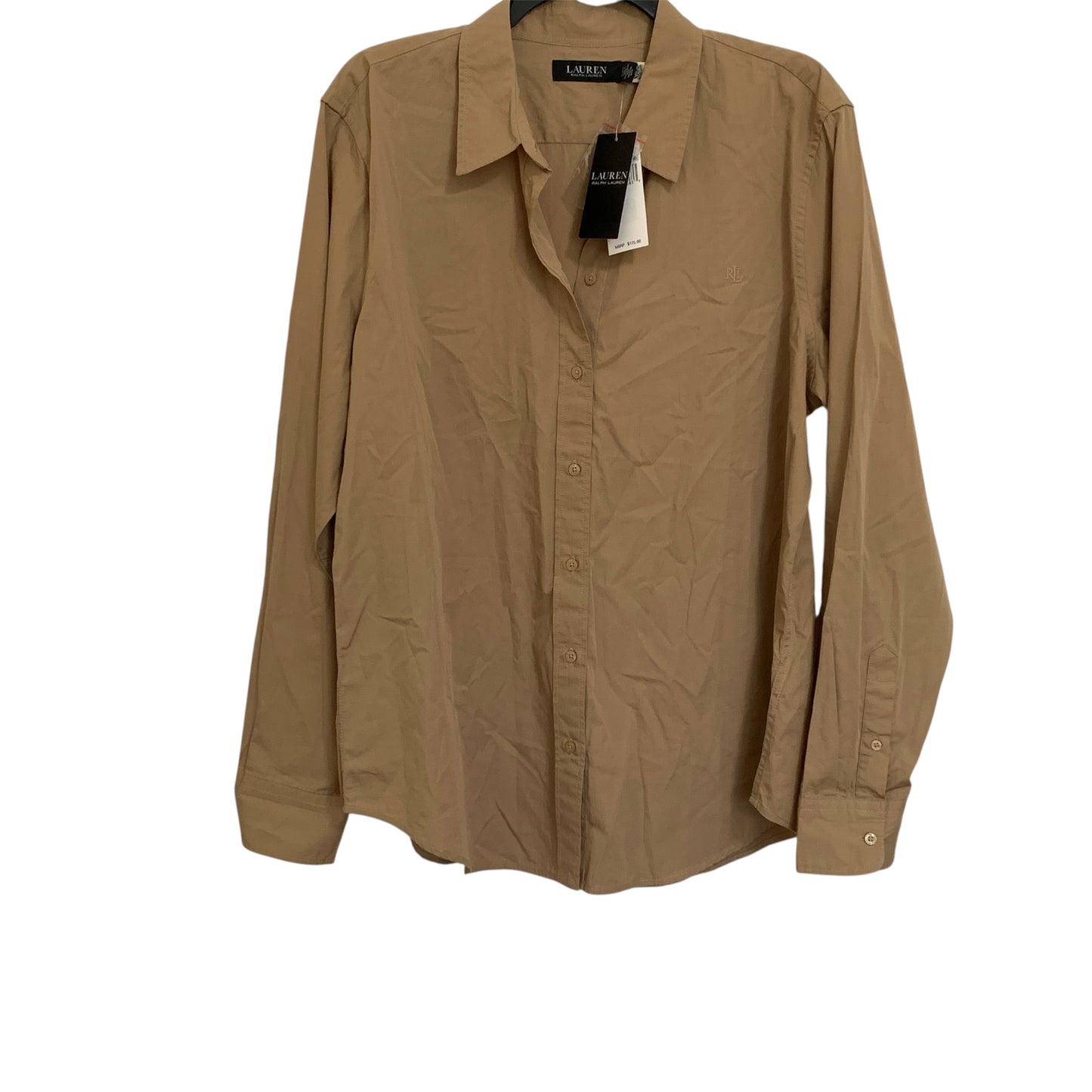 Lauren Ralph Lauren women’s NWT tan long sleeve button down shirt size XL