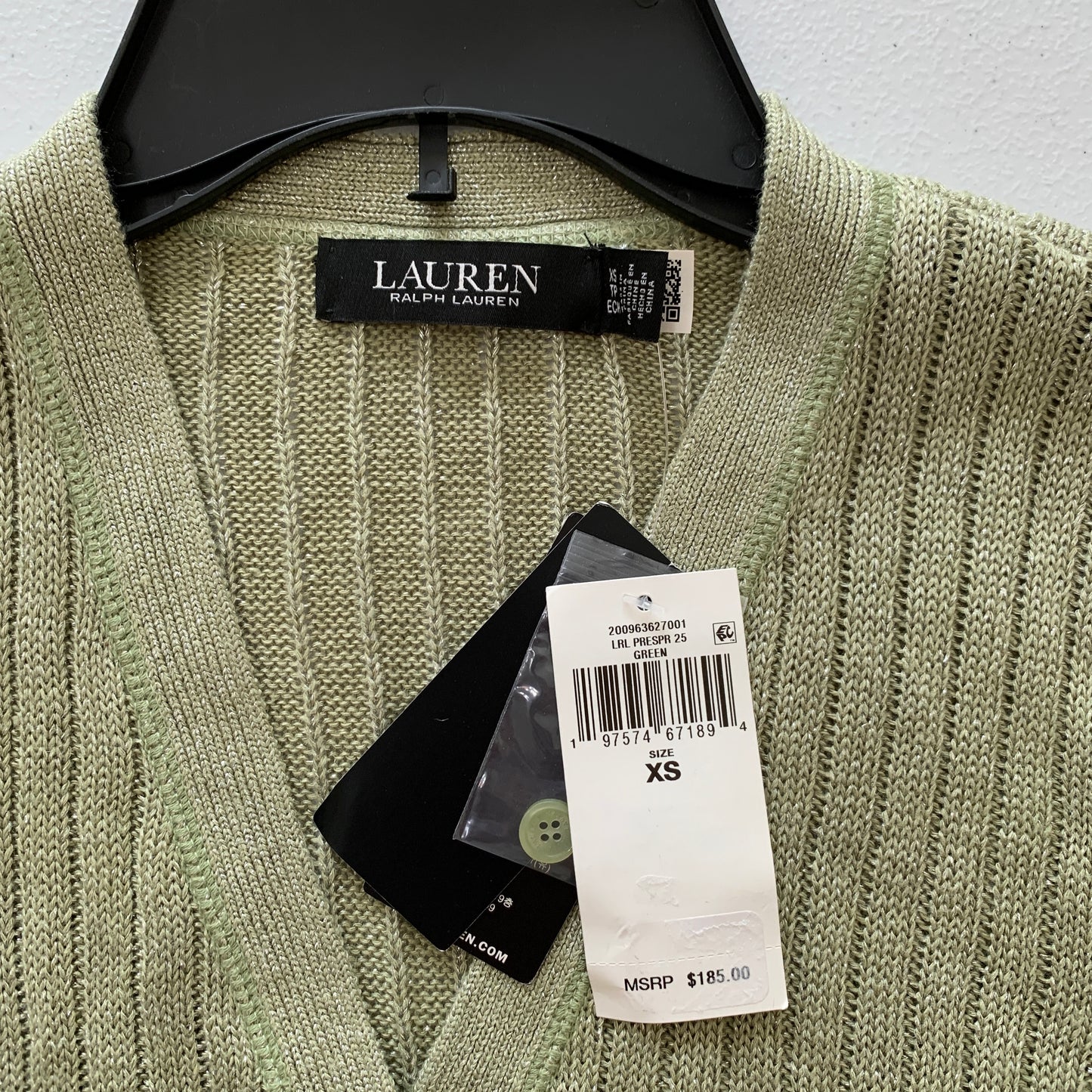 Lauren Ralph Lauren NWT women’s green button down cardigan size XS
