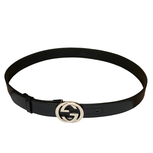 G1033 Gucci unisex black leather belt size 32 inches