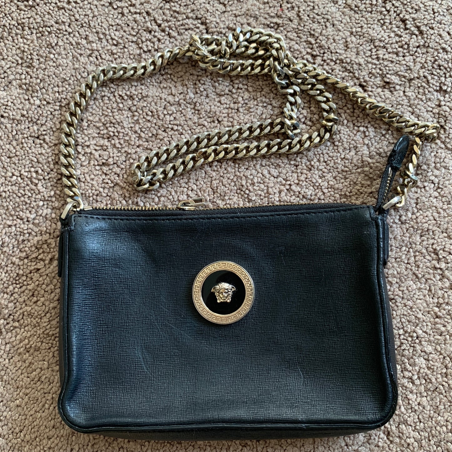 Authentic Versace medusa black leather crossbody bag
